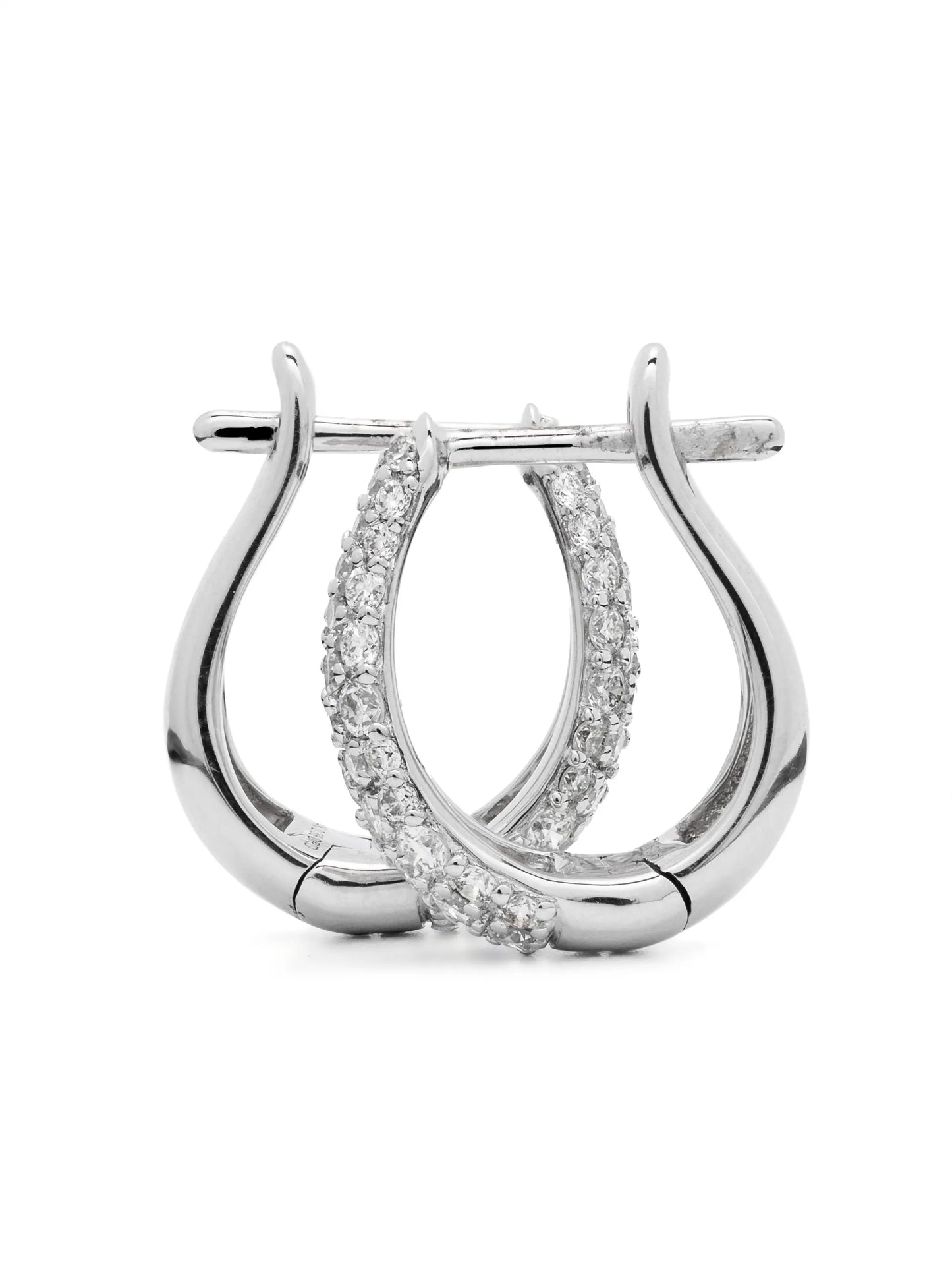 14kt white gold large DRD Tapered diamond hoop earrings