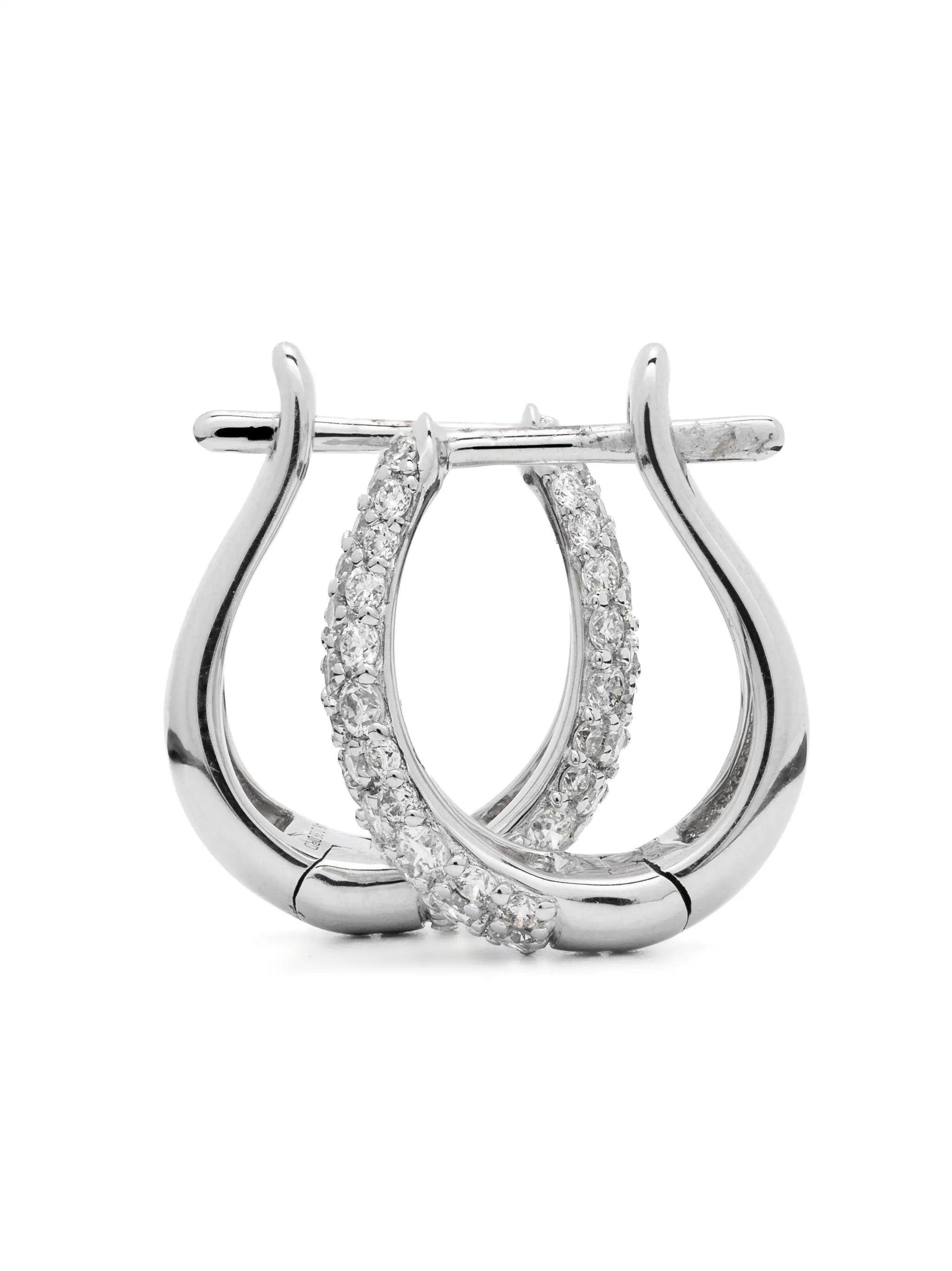14kt white gold large DRD Tapered diamond hoop earrings
