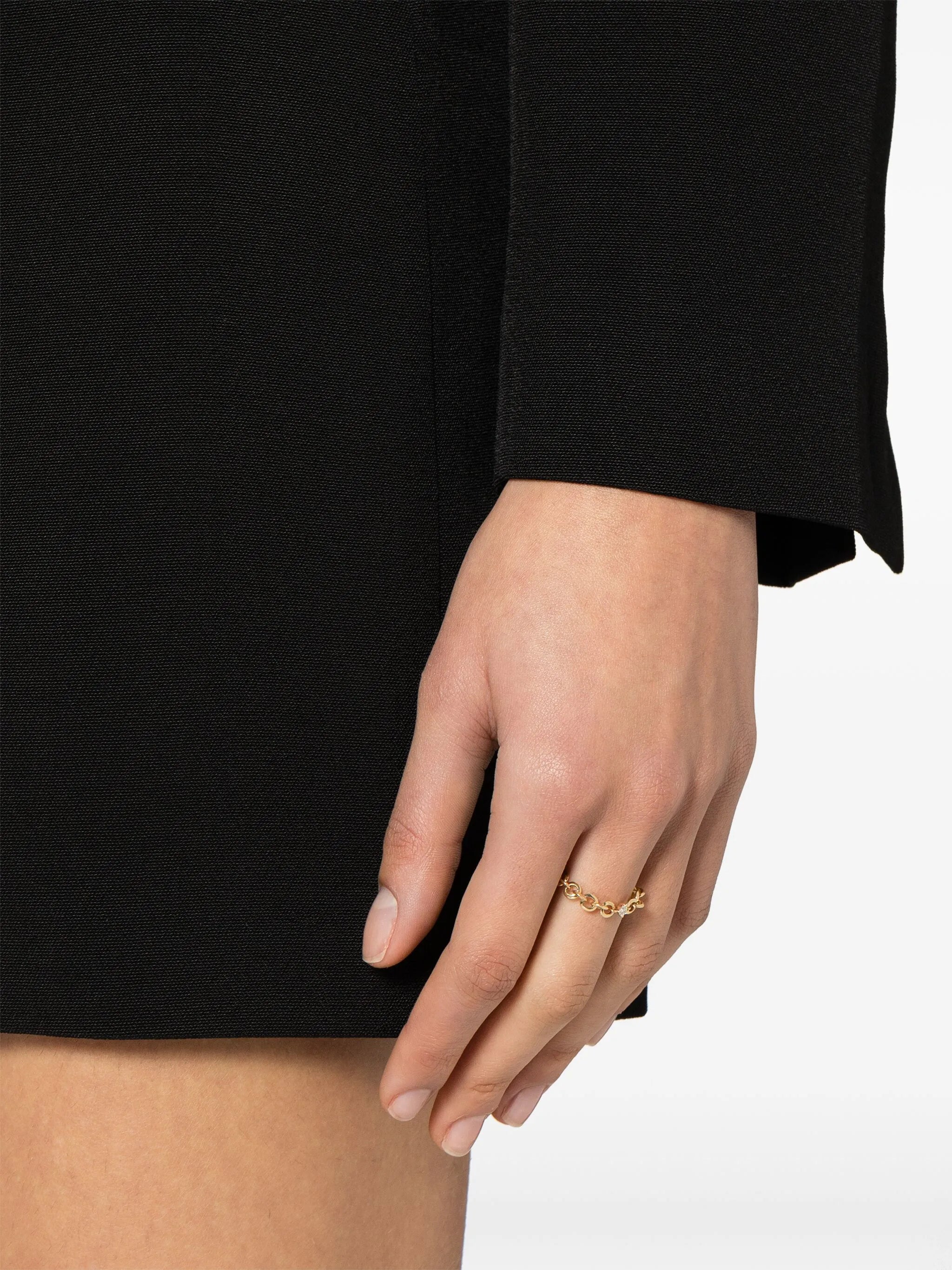 18kt yellow gold Micro chain-link ring