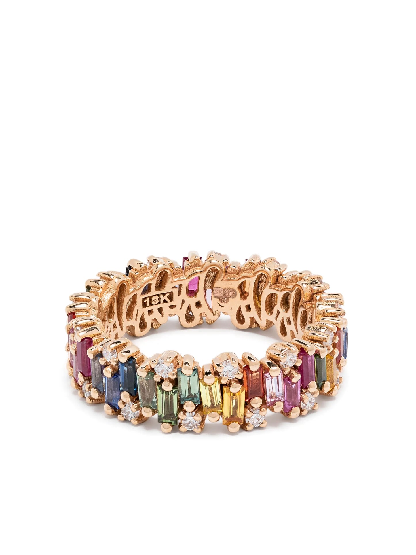 18kt rose gold Shimmer Alaia Rainbow sapphire eternity band ring