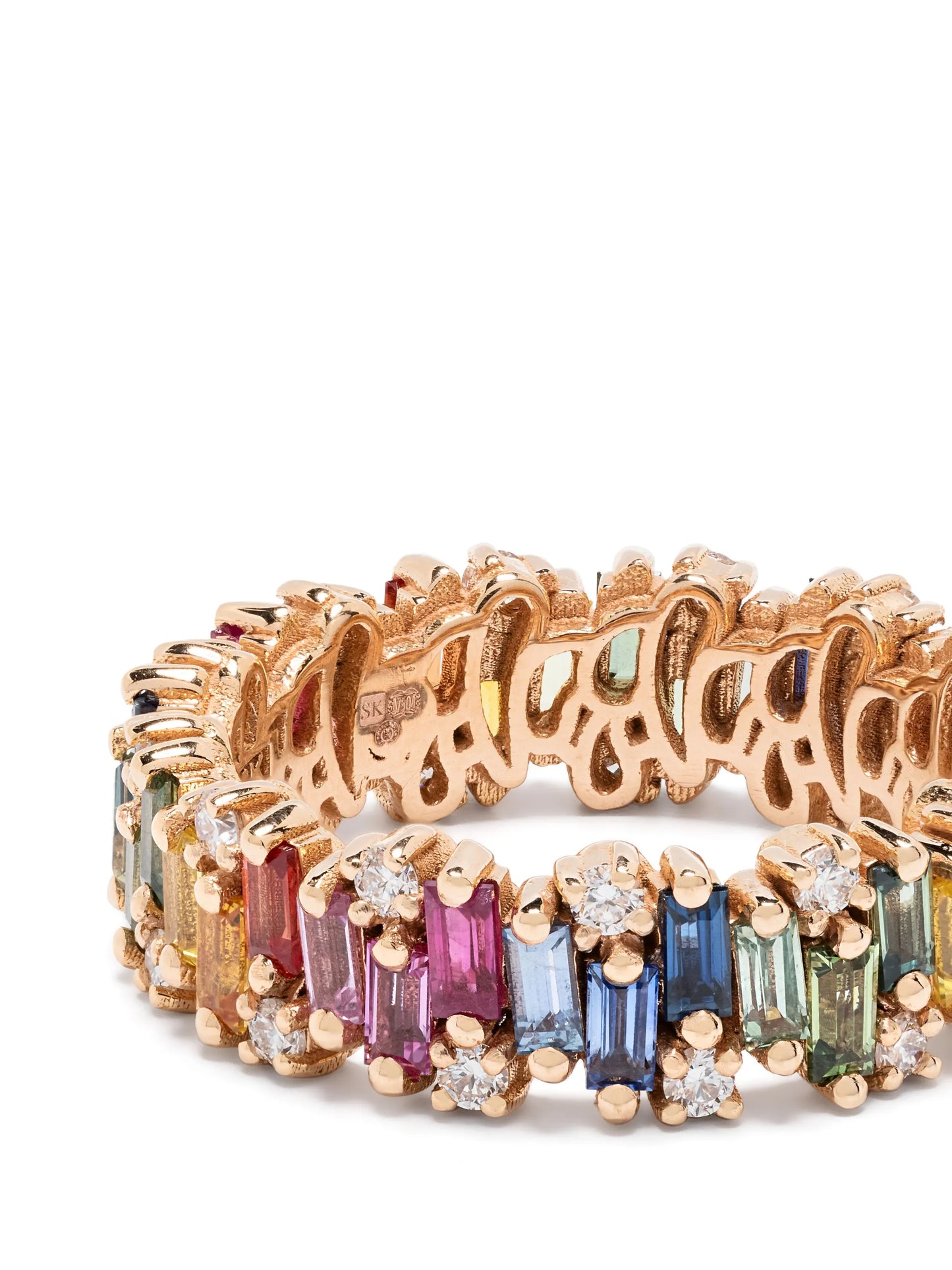 18kt rose gold Shimmer Alaia Rainbow sapphire eternity band ring