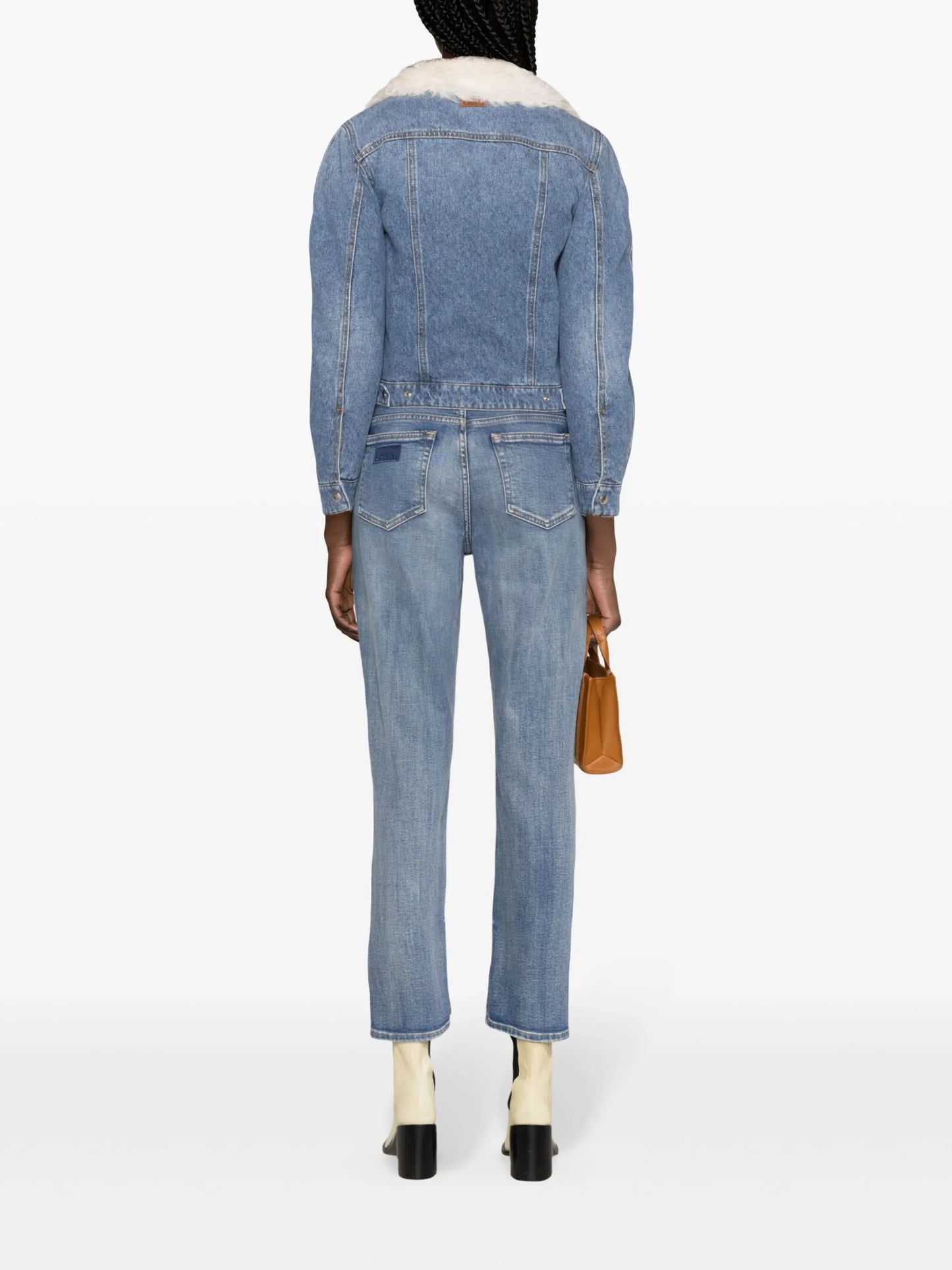 shearling-collar denim jacket