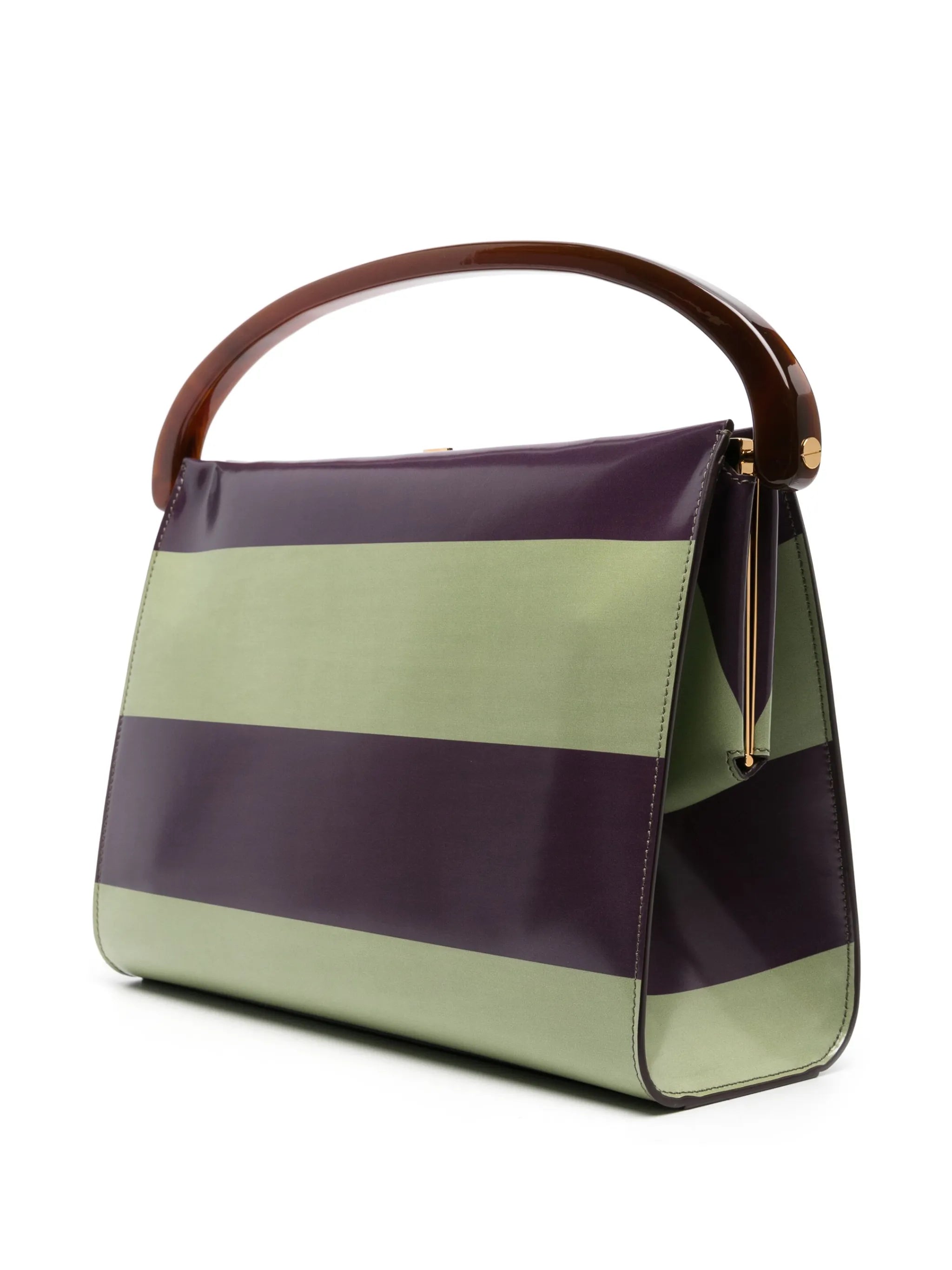 Rugby-striped leather tote bag