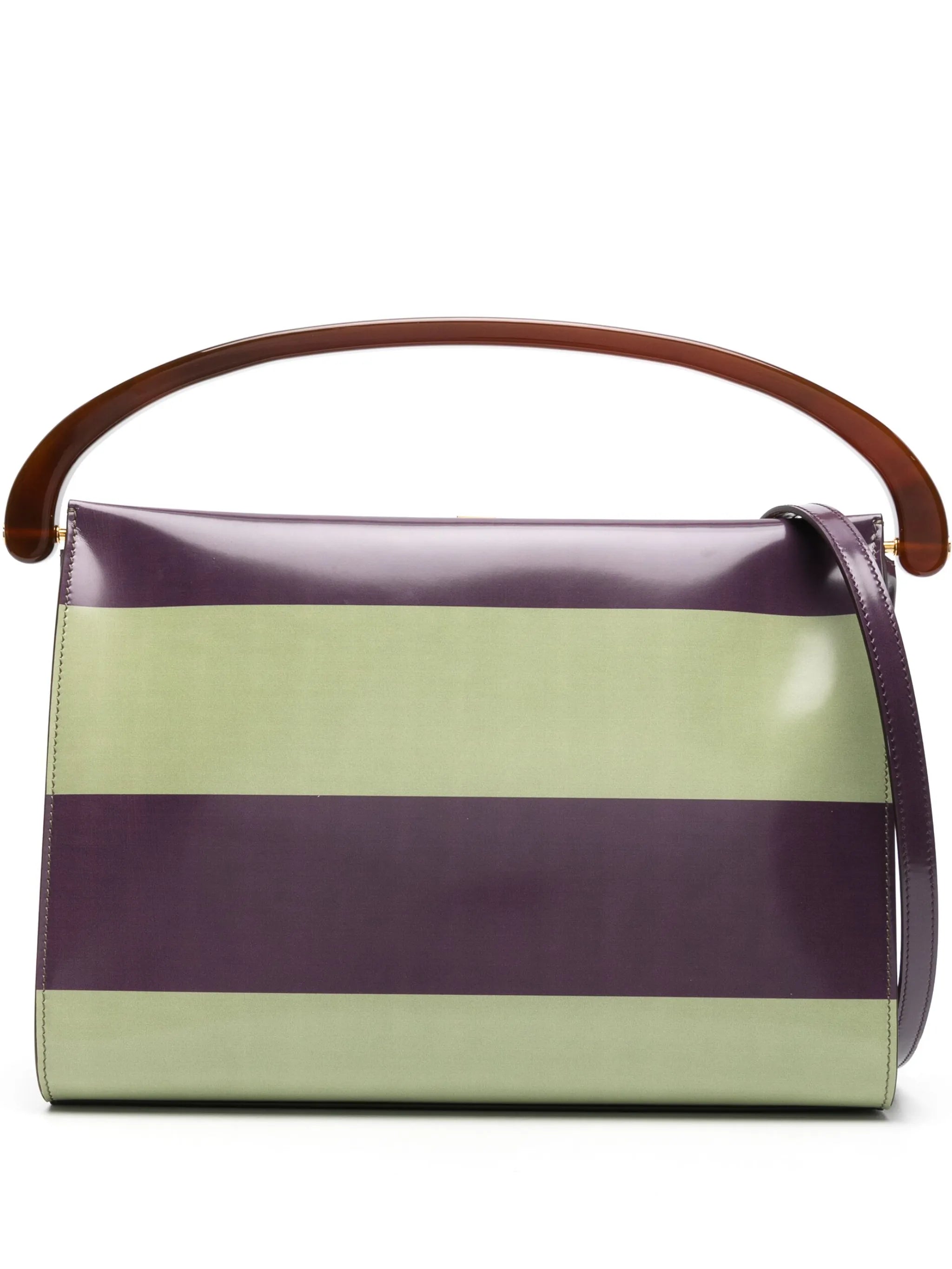 Rugby-striped leather tote bag
