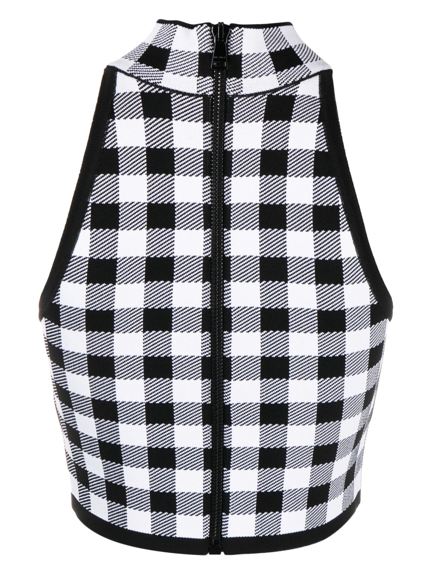 5-Button check-pattern crop top