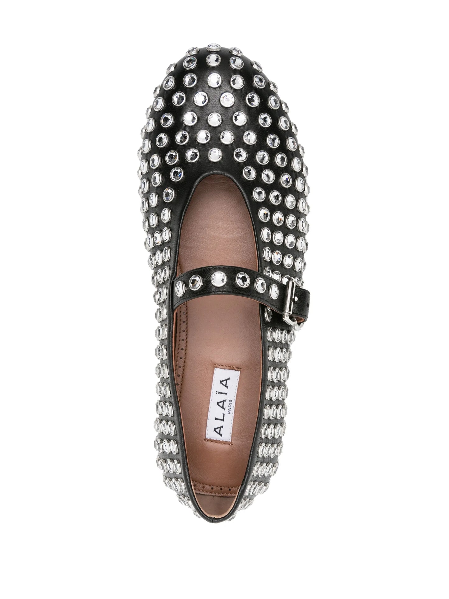 crystal-embelished leather ballerina shoes