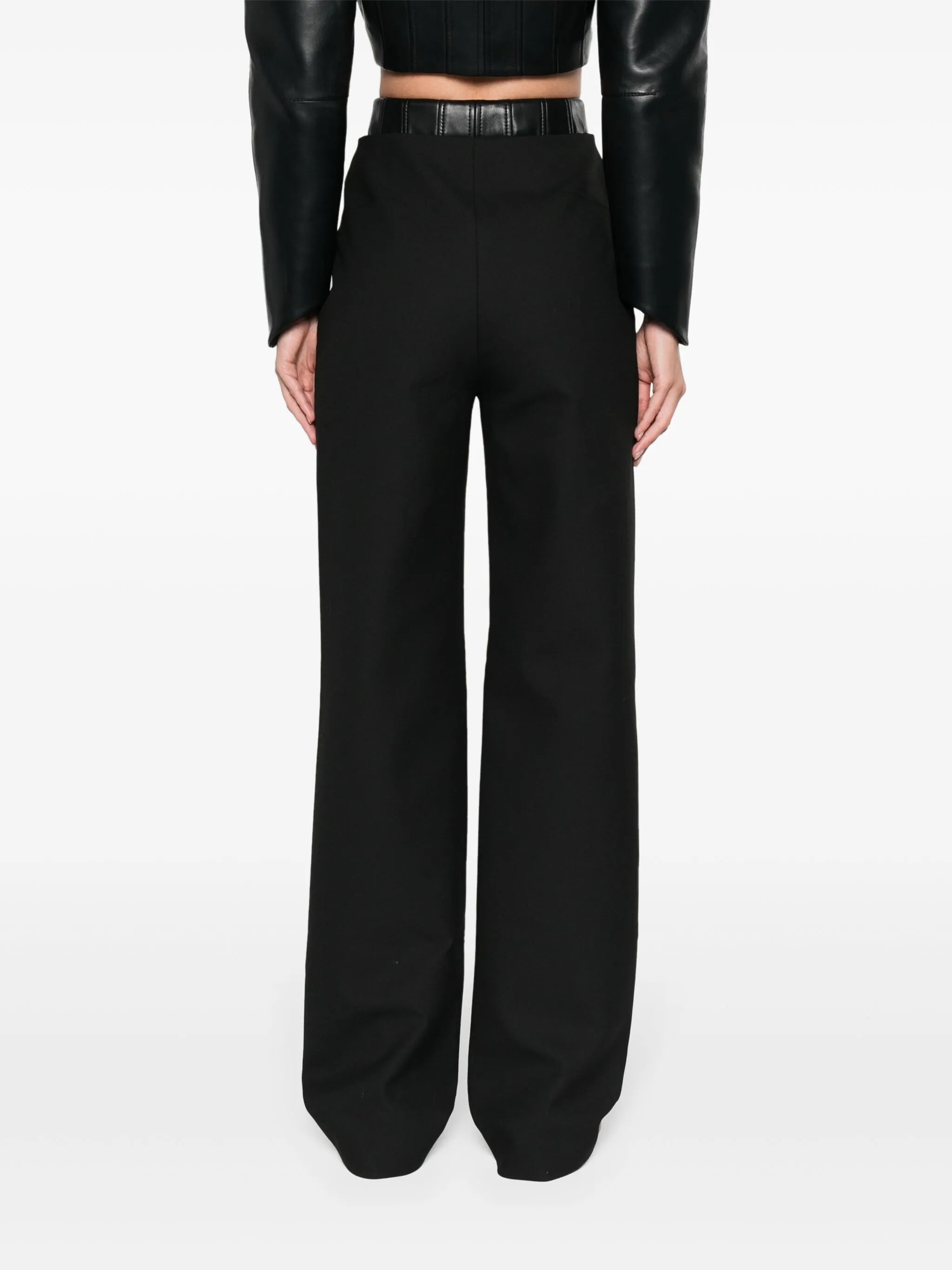 corset-detail wide-leg trousers