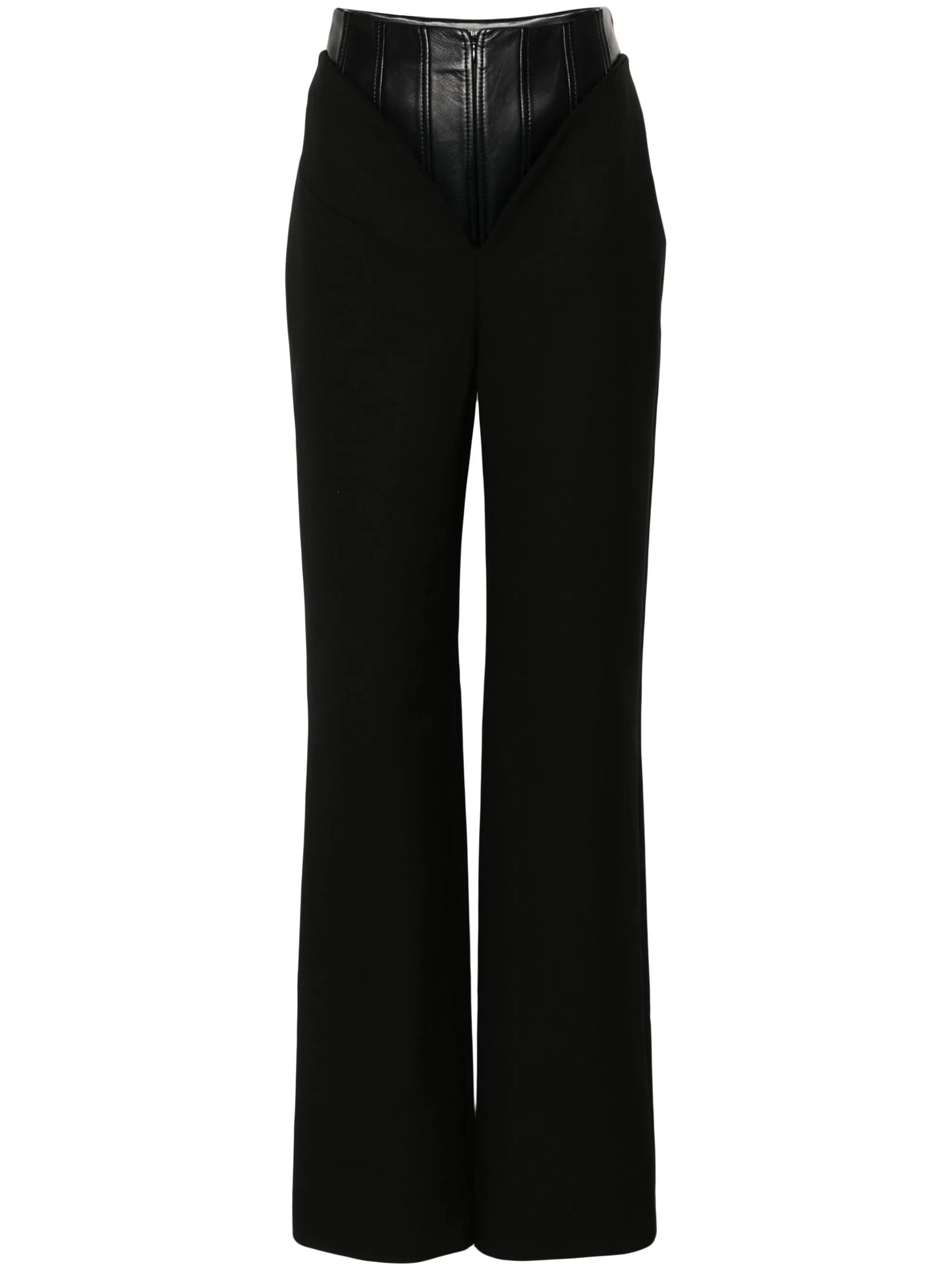 corset-detail wide-leg trousers