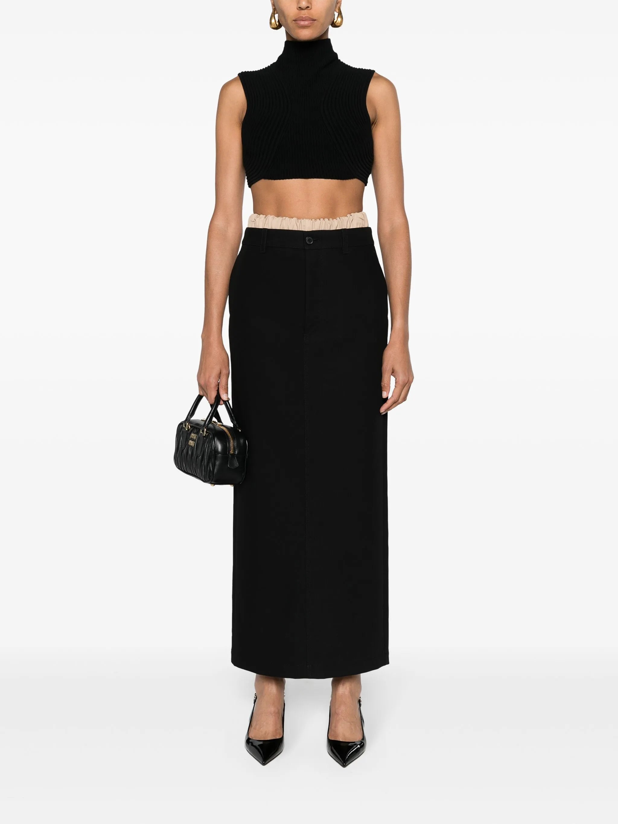 Drill column maxi skirt