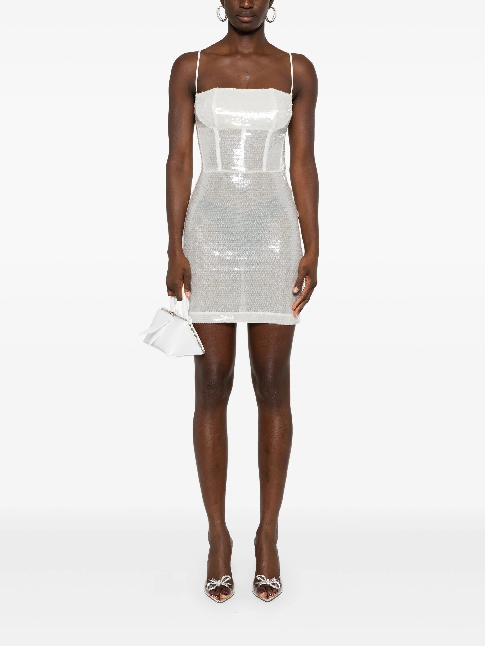 sequined boned mini dress
