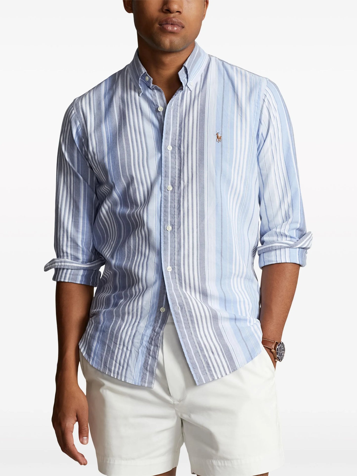 stripe-pattern cotton shirt