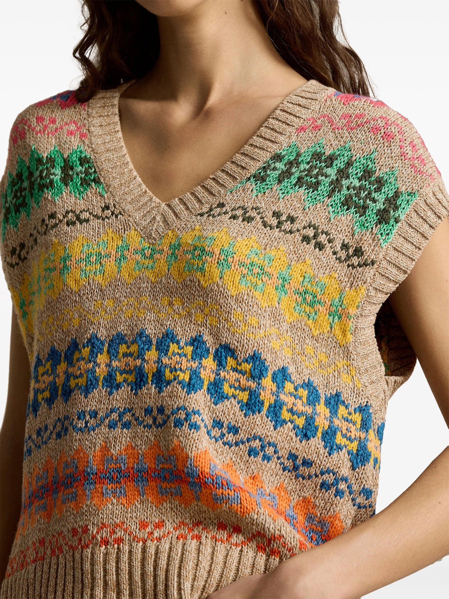 fair isle short-sleeved jumper