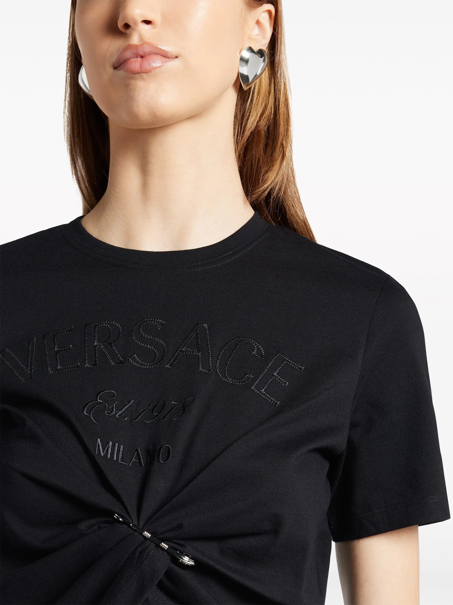 Milano Stamp-embroidered crop top