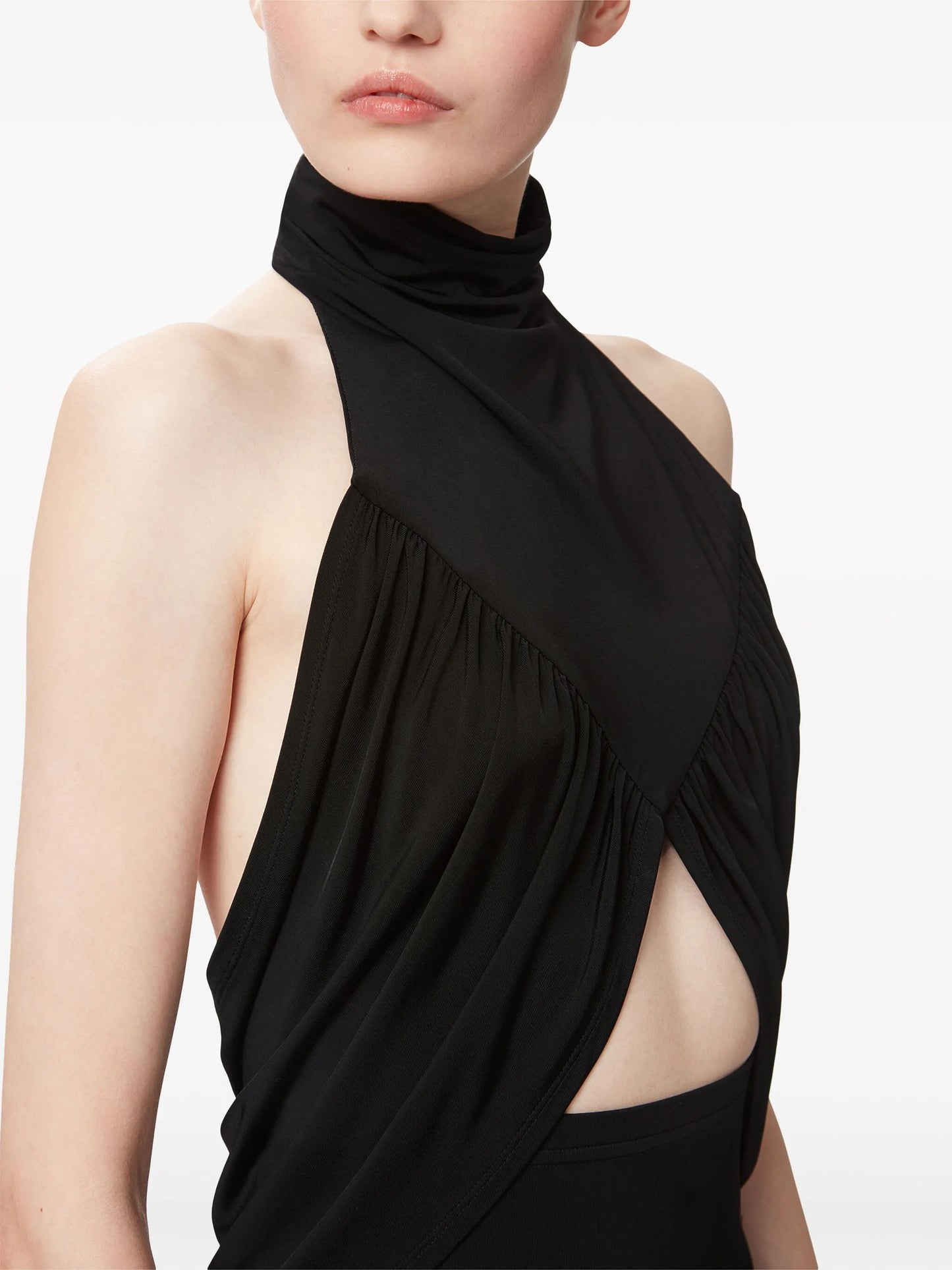 draped halterneck crop top
