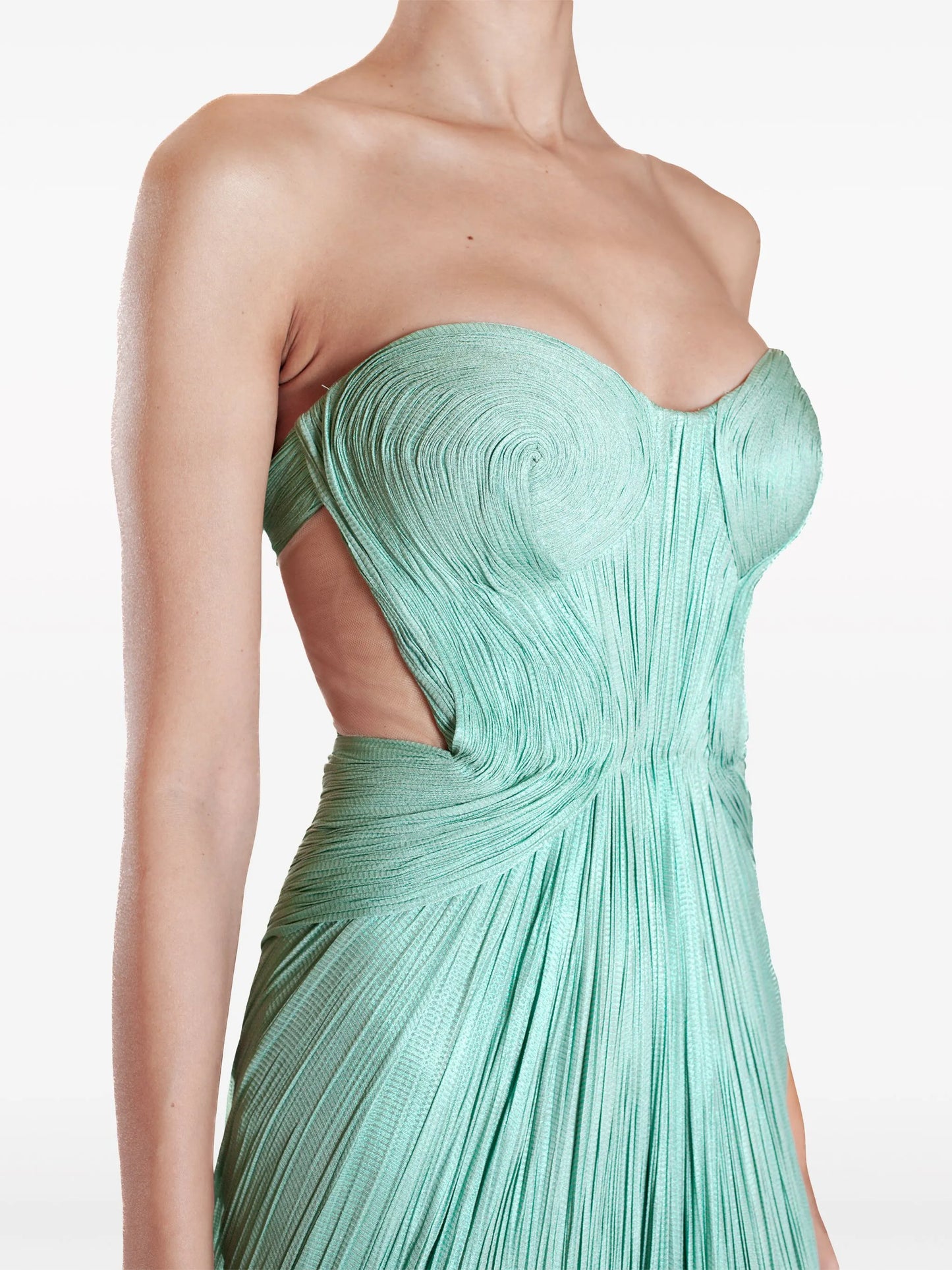 Caly plissé strapless gown
