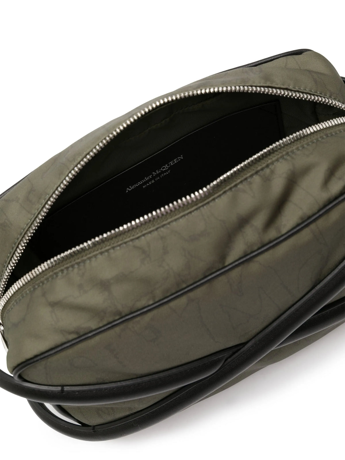 panelled-leather gabardine bag