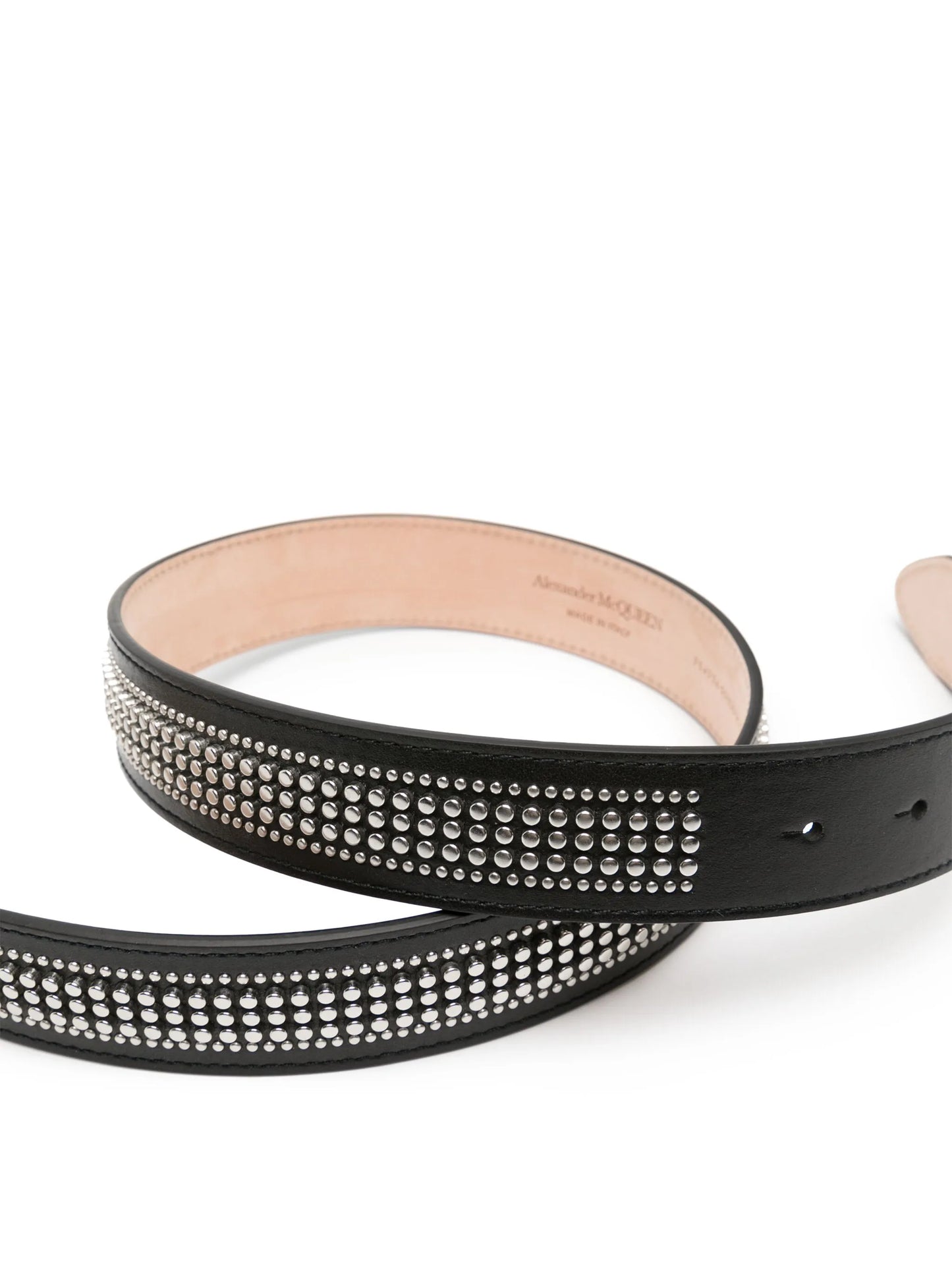 skull-buckle studded leather belt