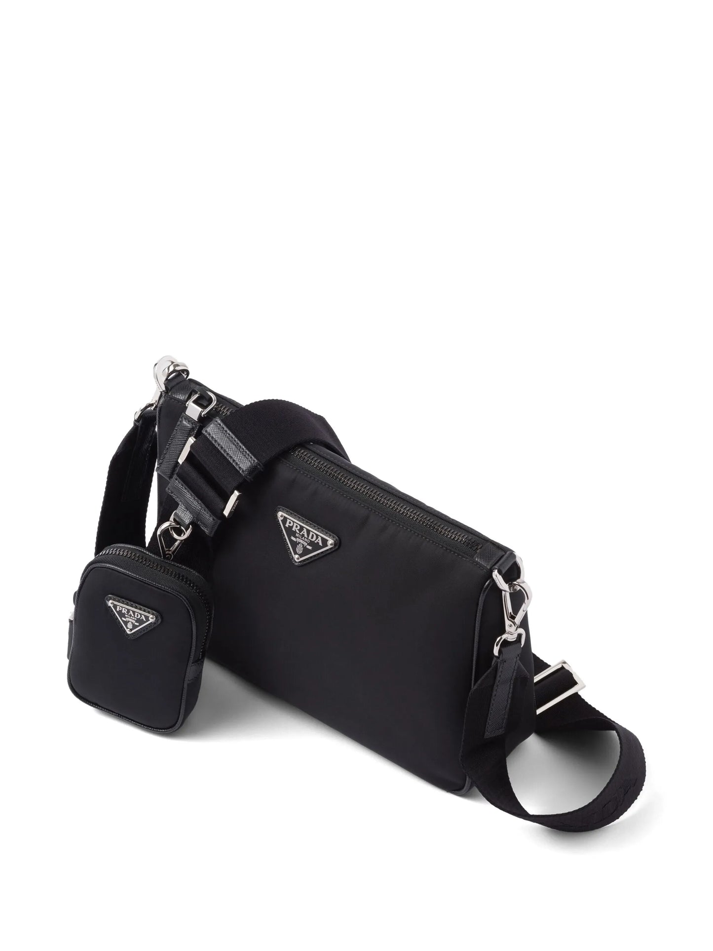 Re-Nylon and saffiano-leather shoulder bag