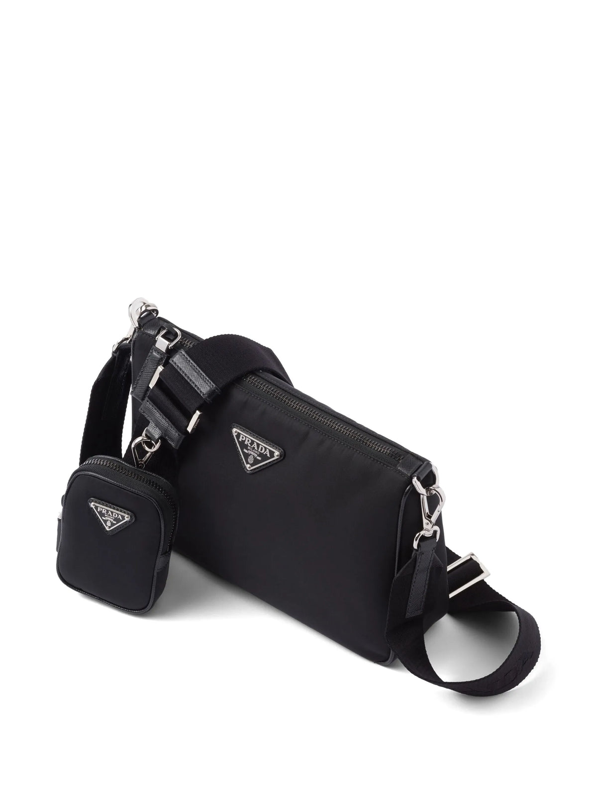 Re-Nylon and saffiano-leather shoulder bag