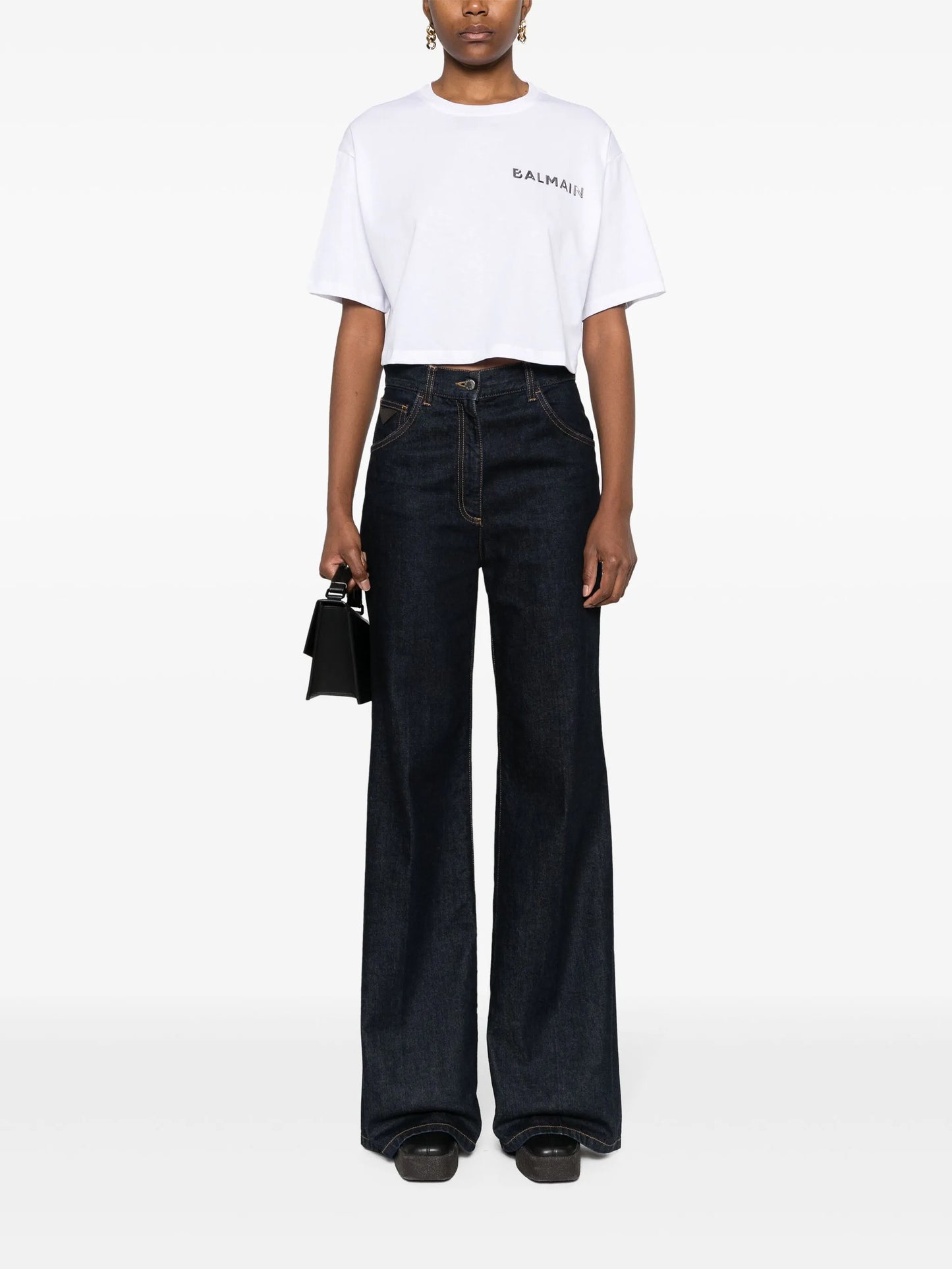 logo-appliqué cropped T-shirt
