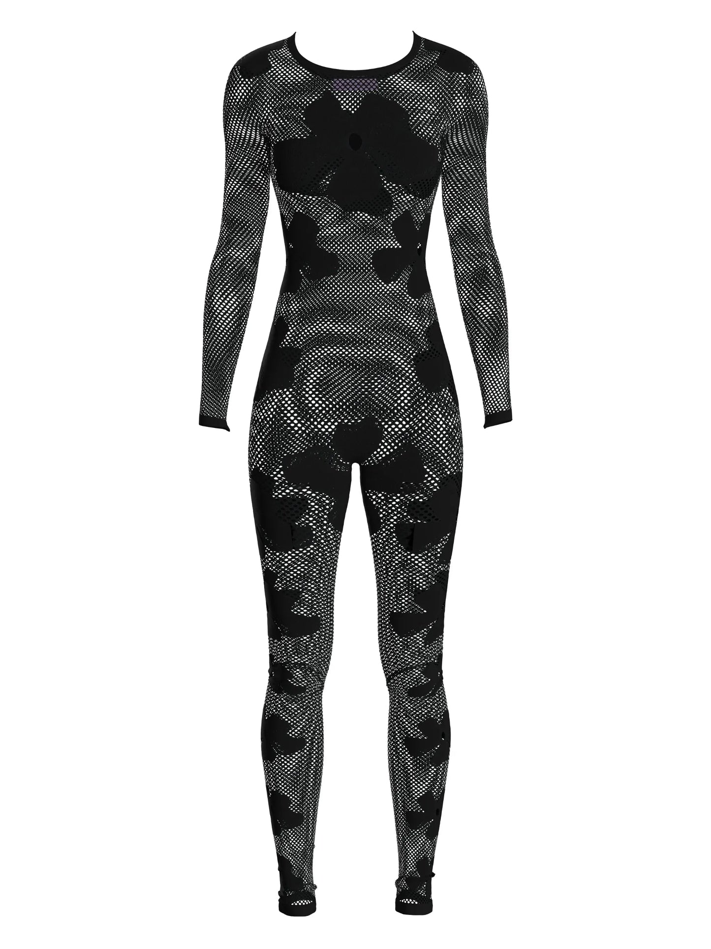 monogram-pattern semi-sheer jumpsuit