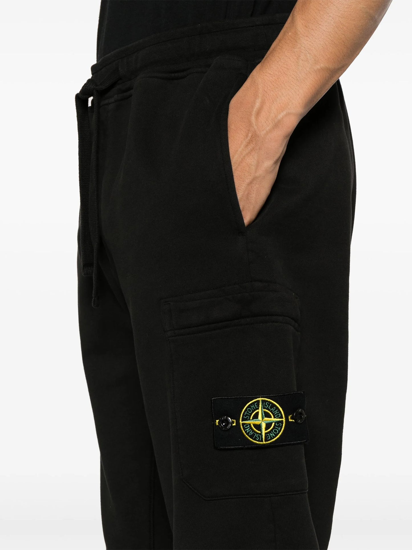 Compass-appliqué cotton track pants