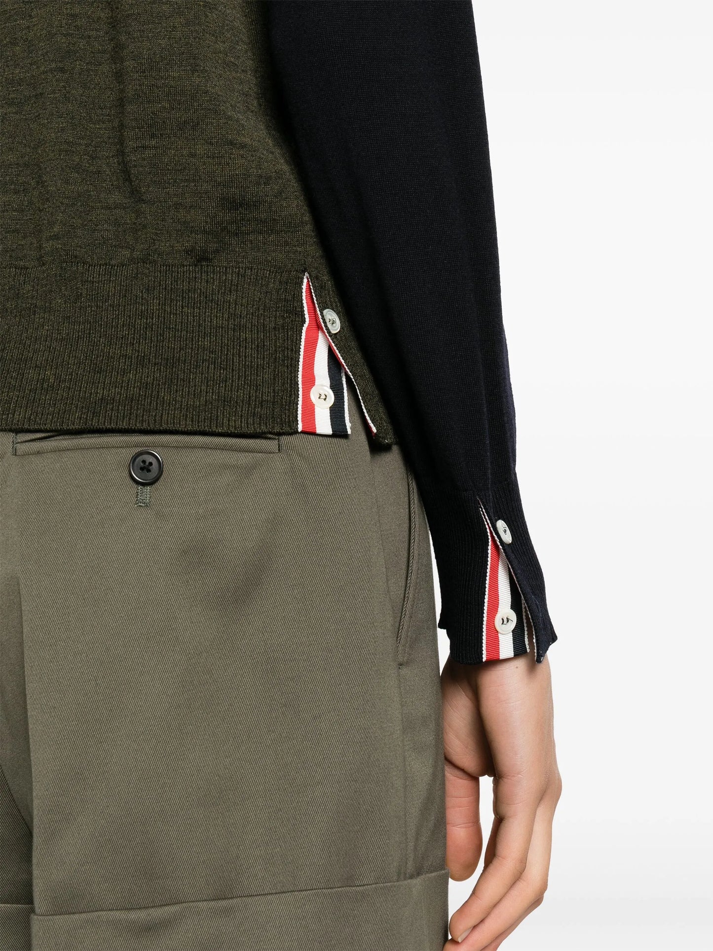 semi-sheer panelled knitted cardigan