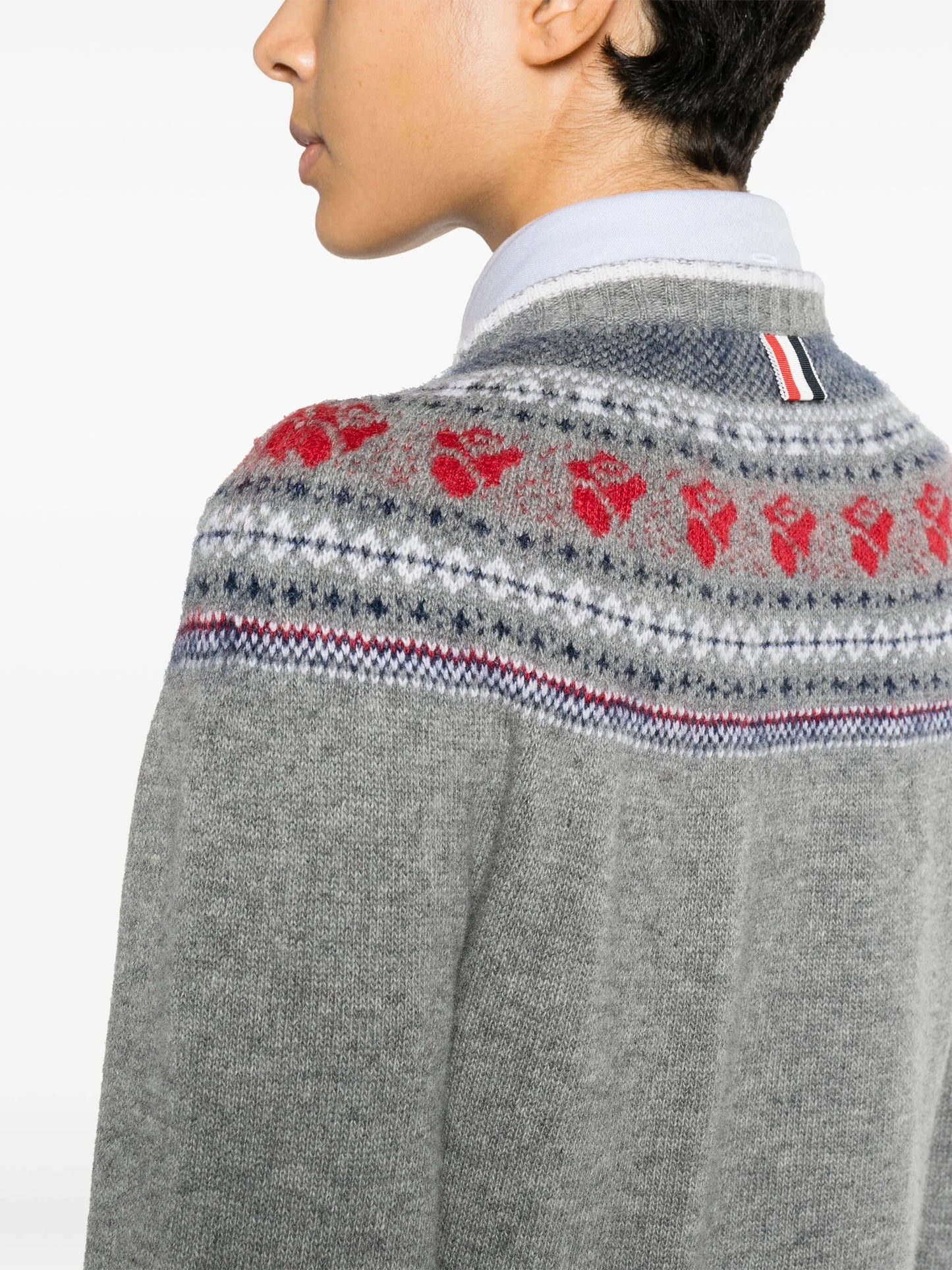 Rose Icelandic fair-isle intarsia cardigan