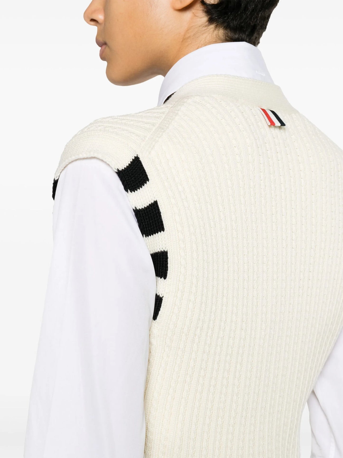 4-Bar stripe intarsia-knit vest