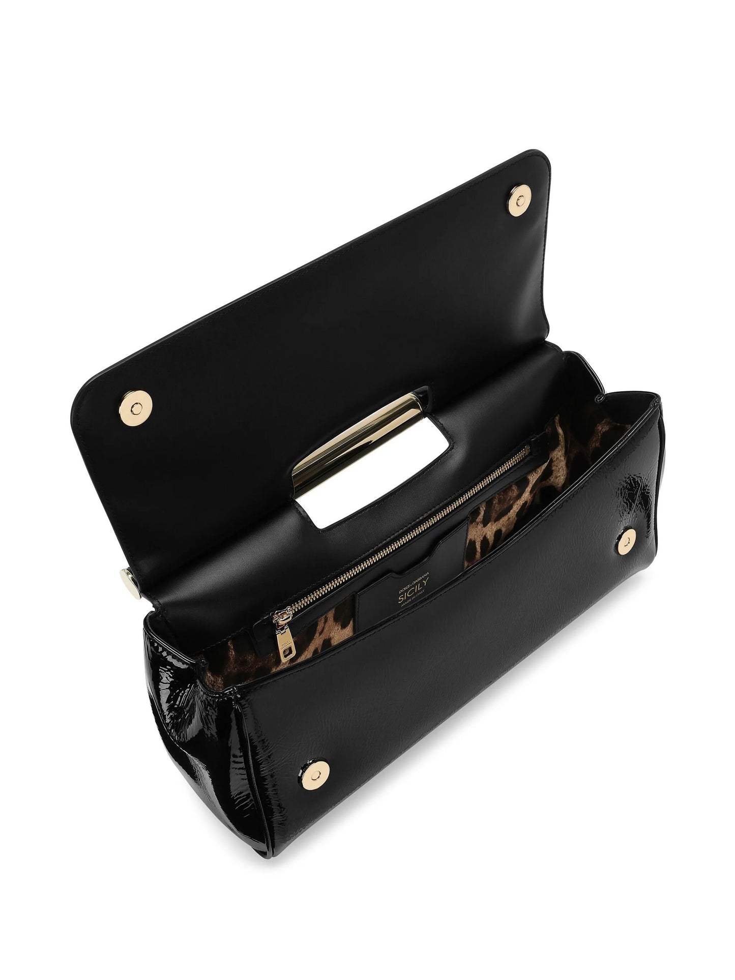 patent-leather clutch bag
