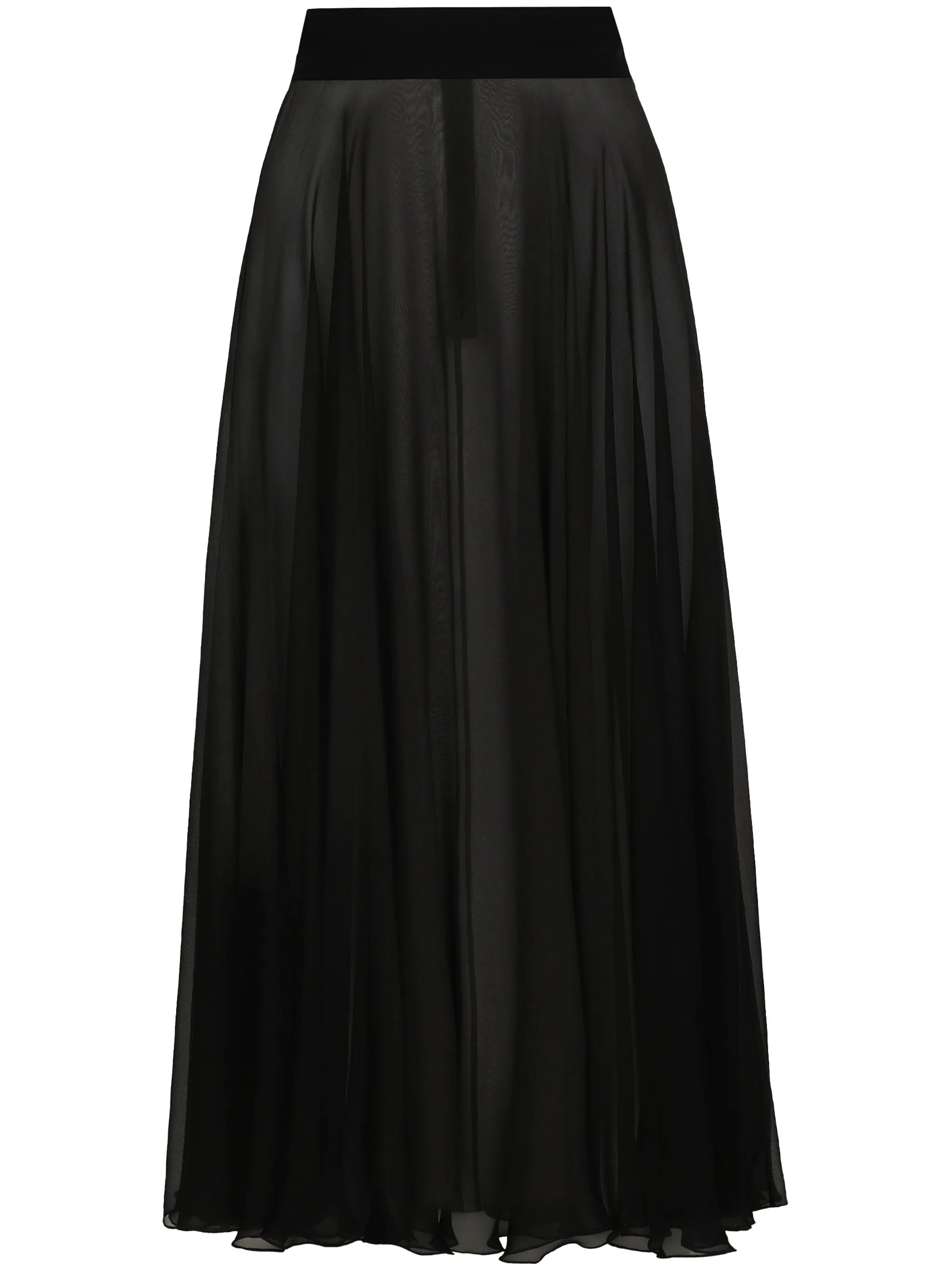silk chiffon pleated midi skirt