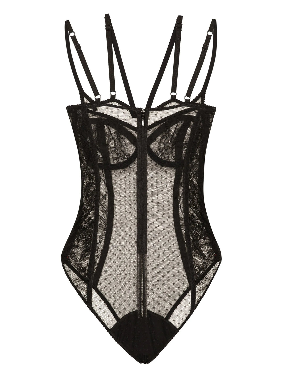 floral-lace semi-sheer bodysuit