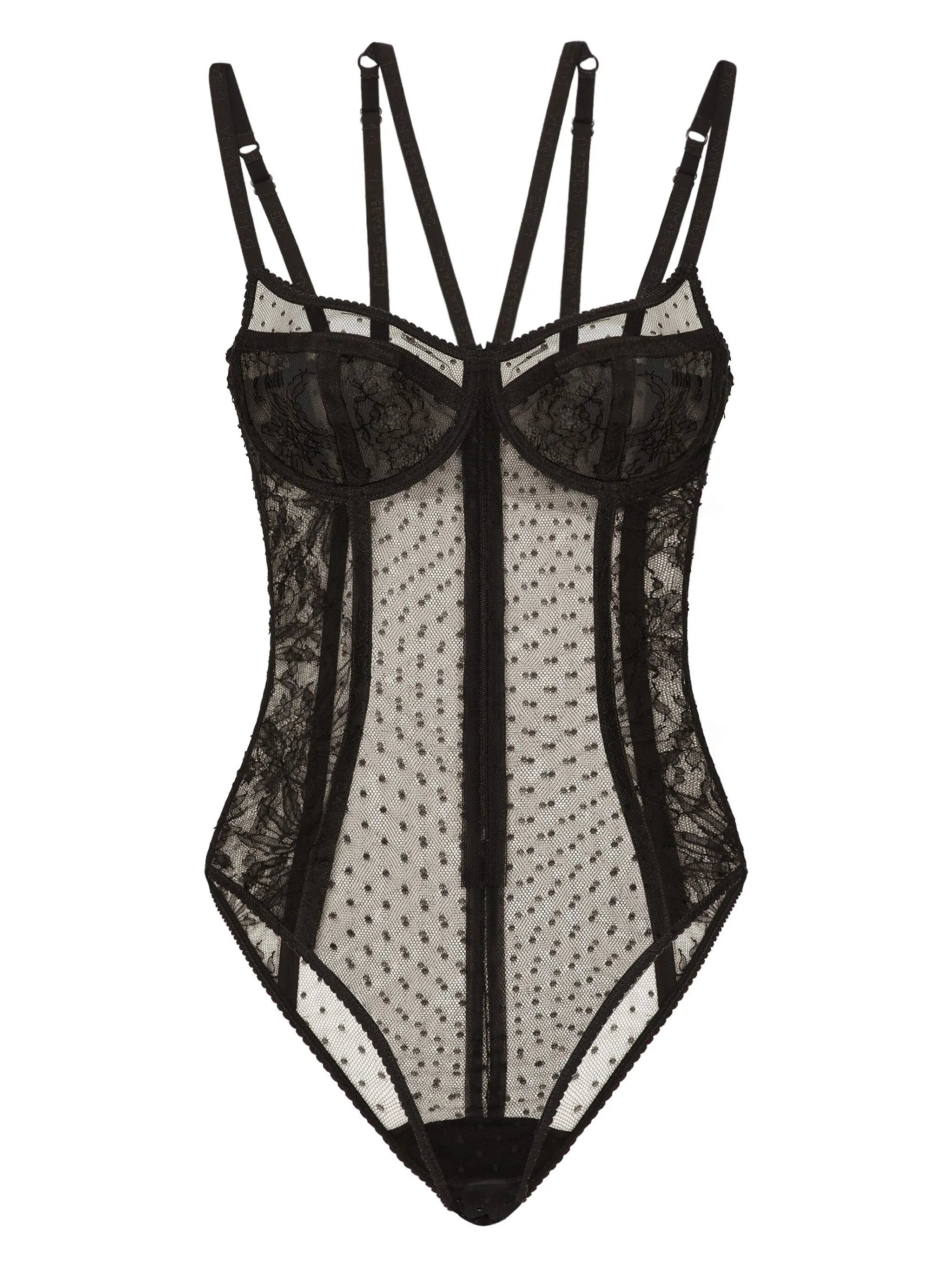 floral-lace semi-sheer bodysuit