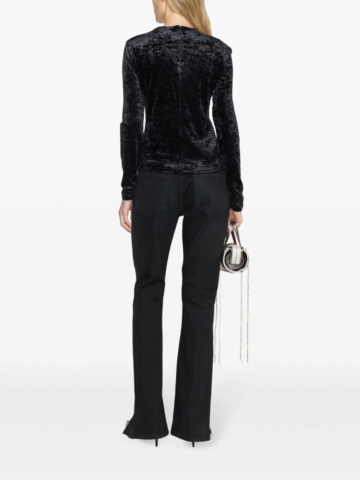 long-sleeve velvet T-shirt