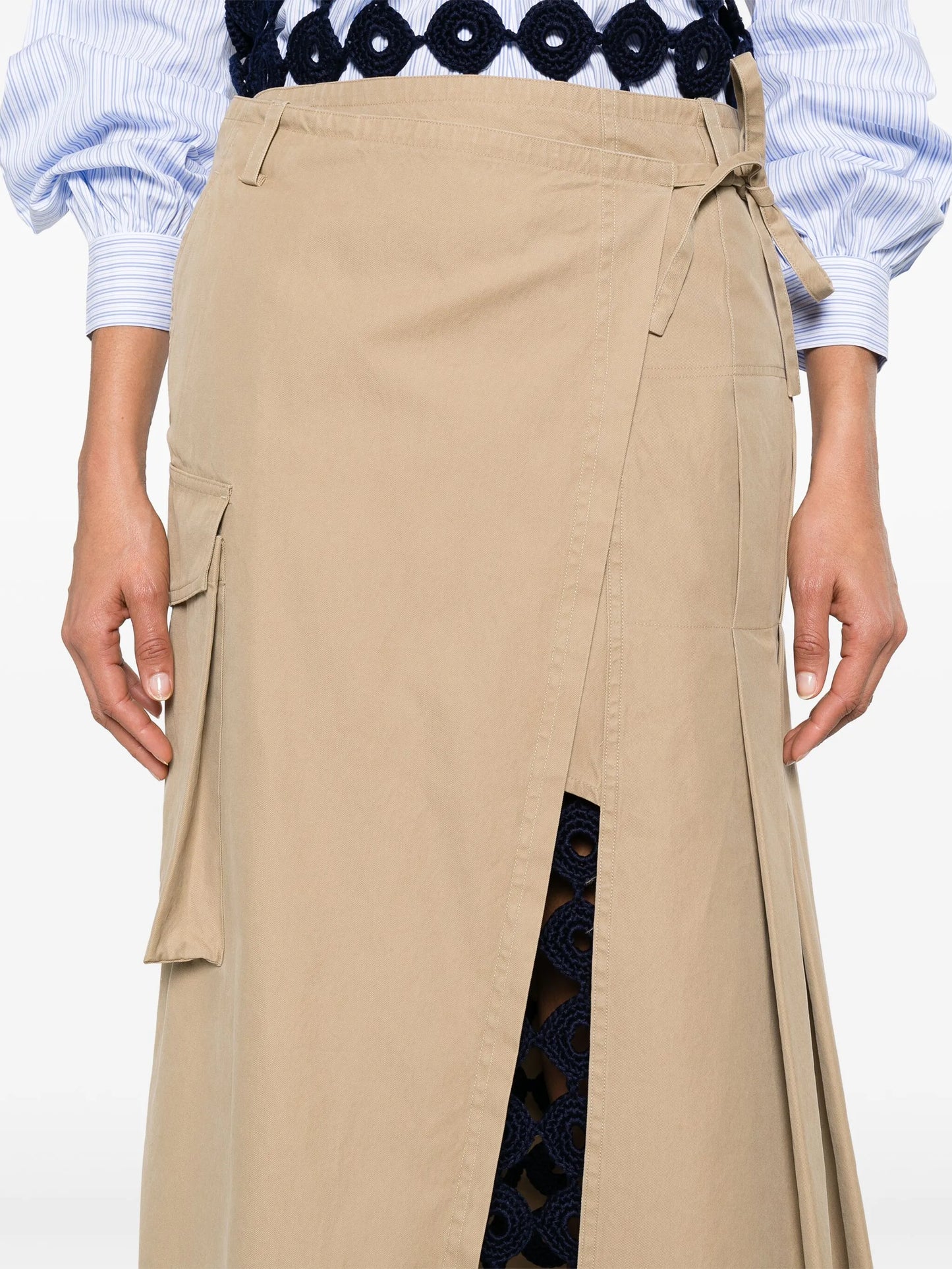 asymmetric midi wrap skirt