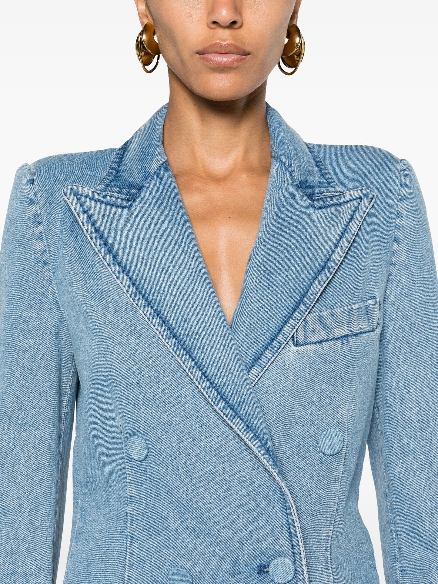 double-breasted denim blazer