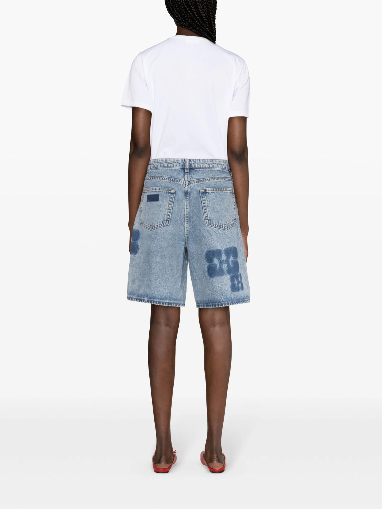logo-motif denim shorts