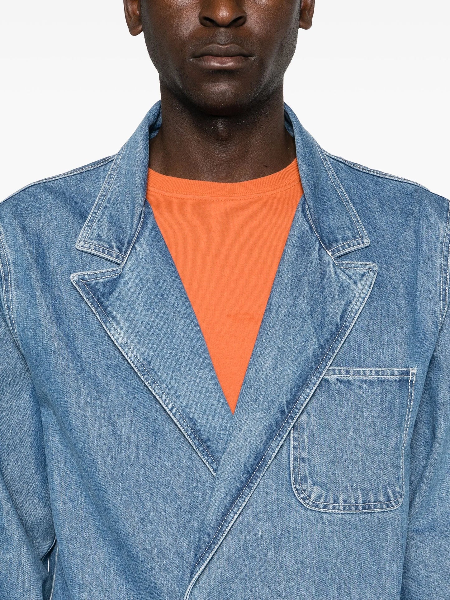 double-breasted denim blazer