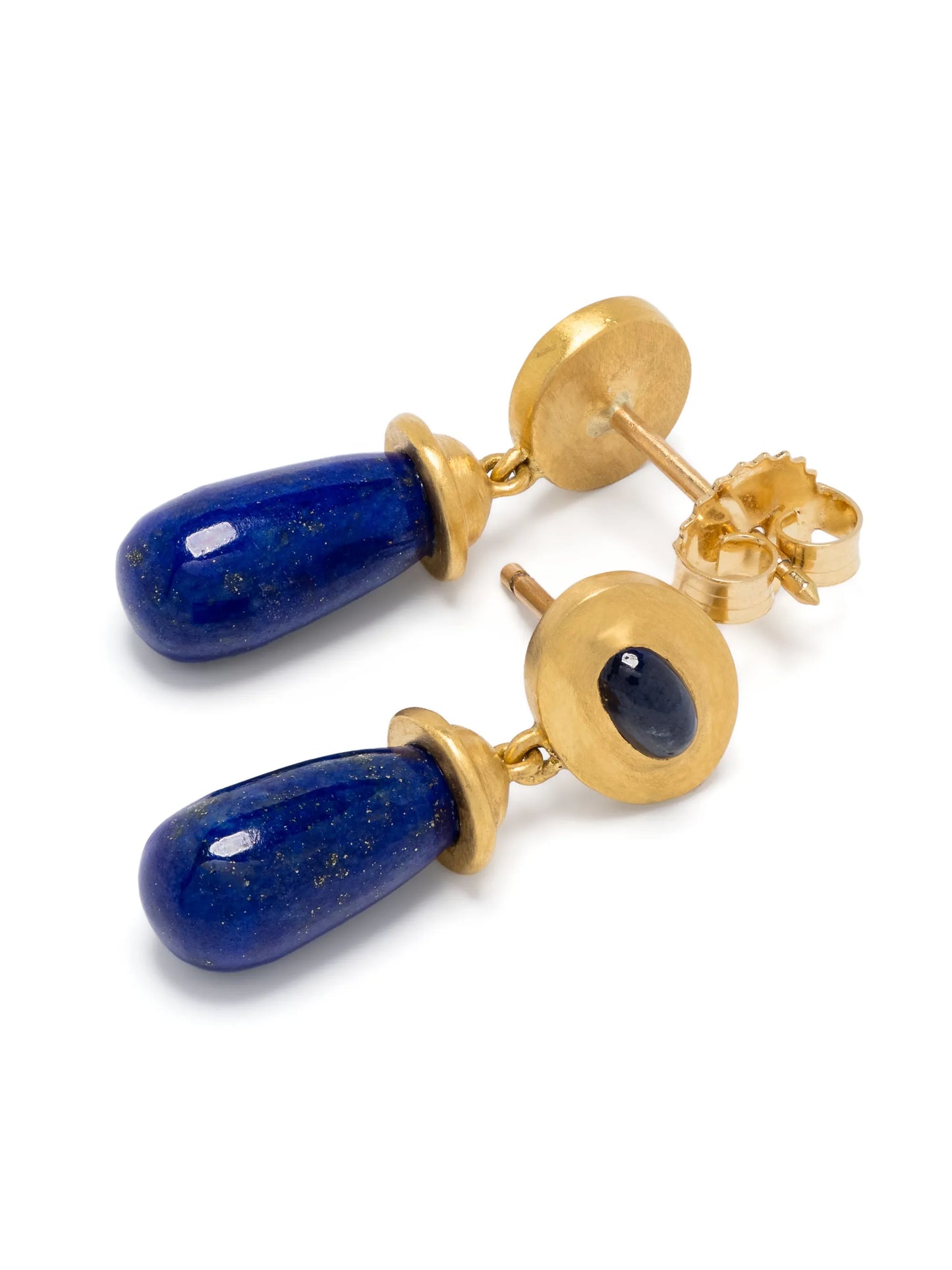 22kt gold Alabastra sapphire and lapis lazuli earrings