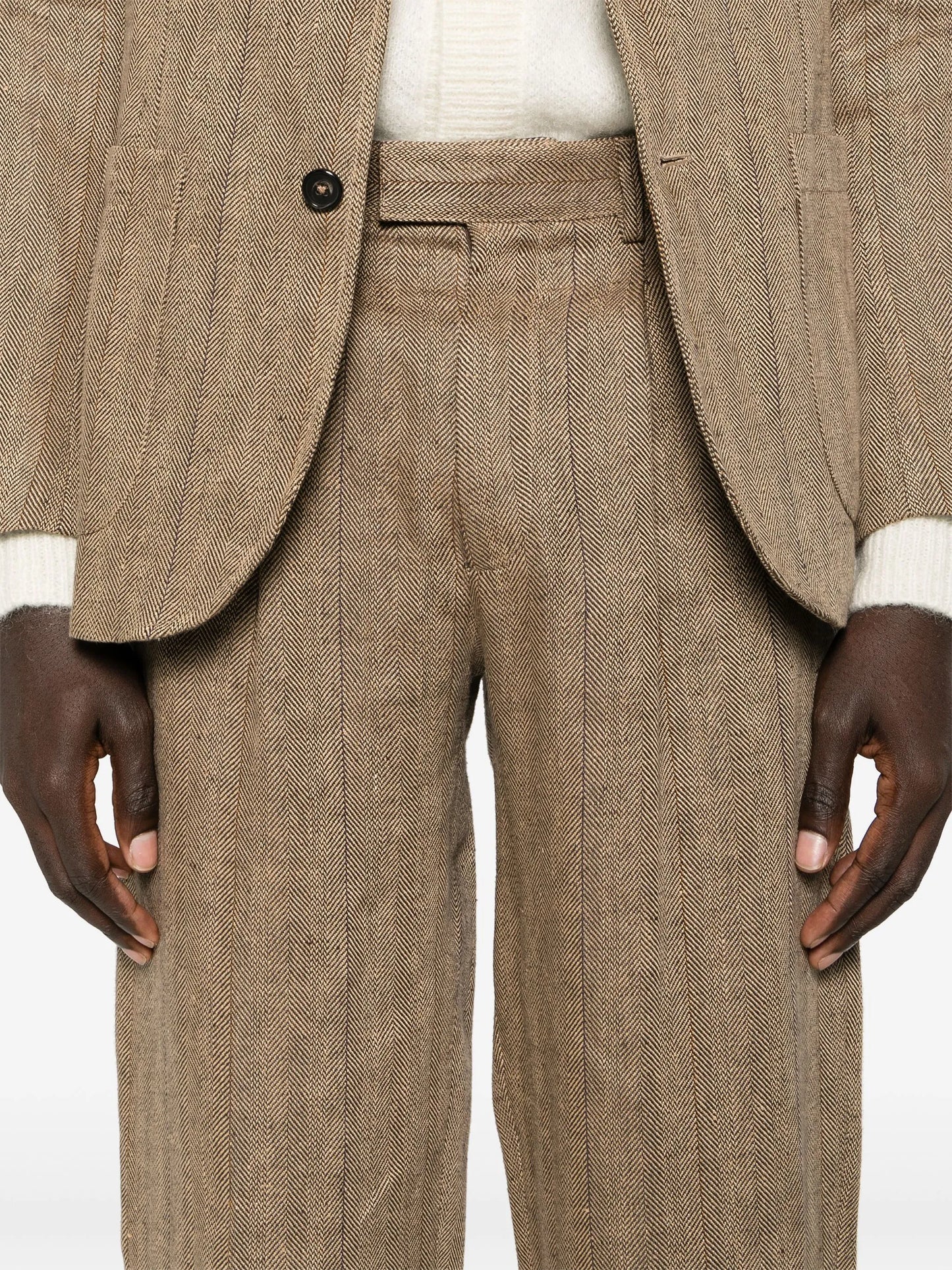herringbone tailored trousers