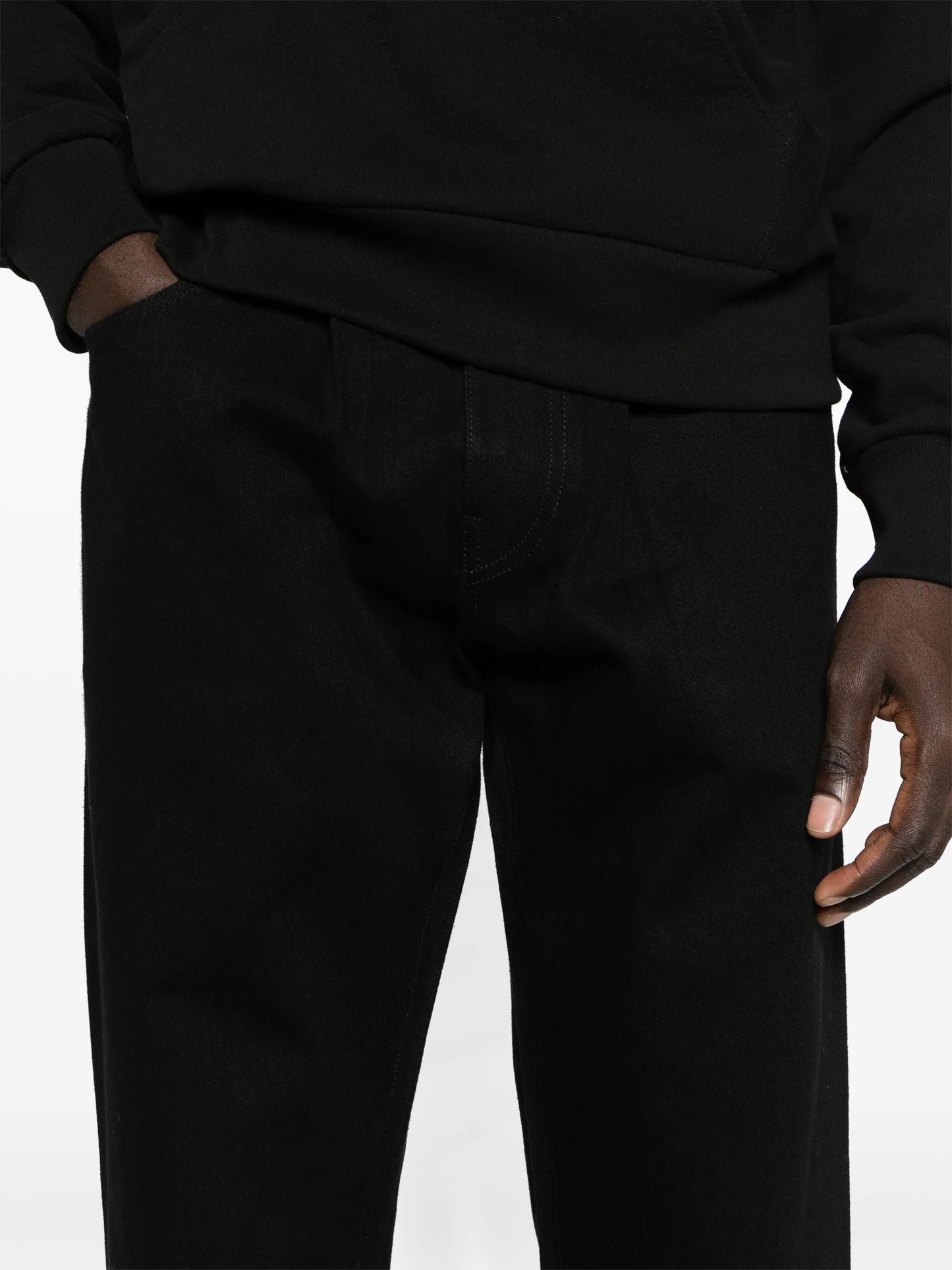 mid-rise straight-leg jeans