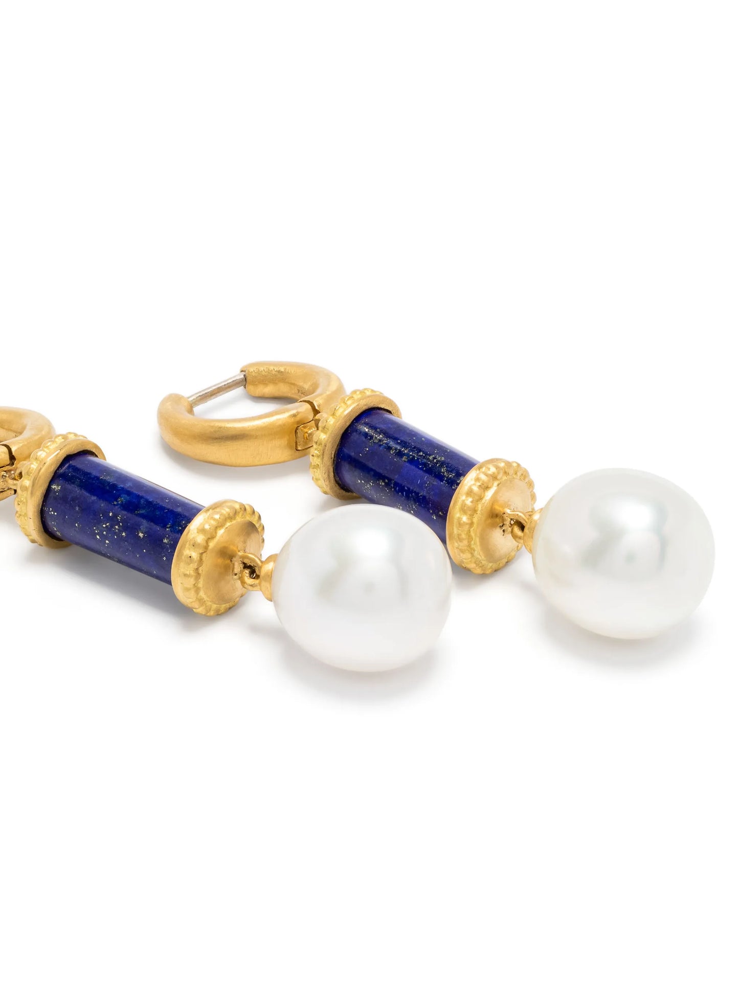 22kt gold Laurel Tropaion lapis lazuli and pearl earrings