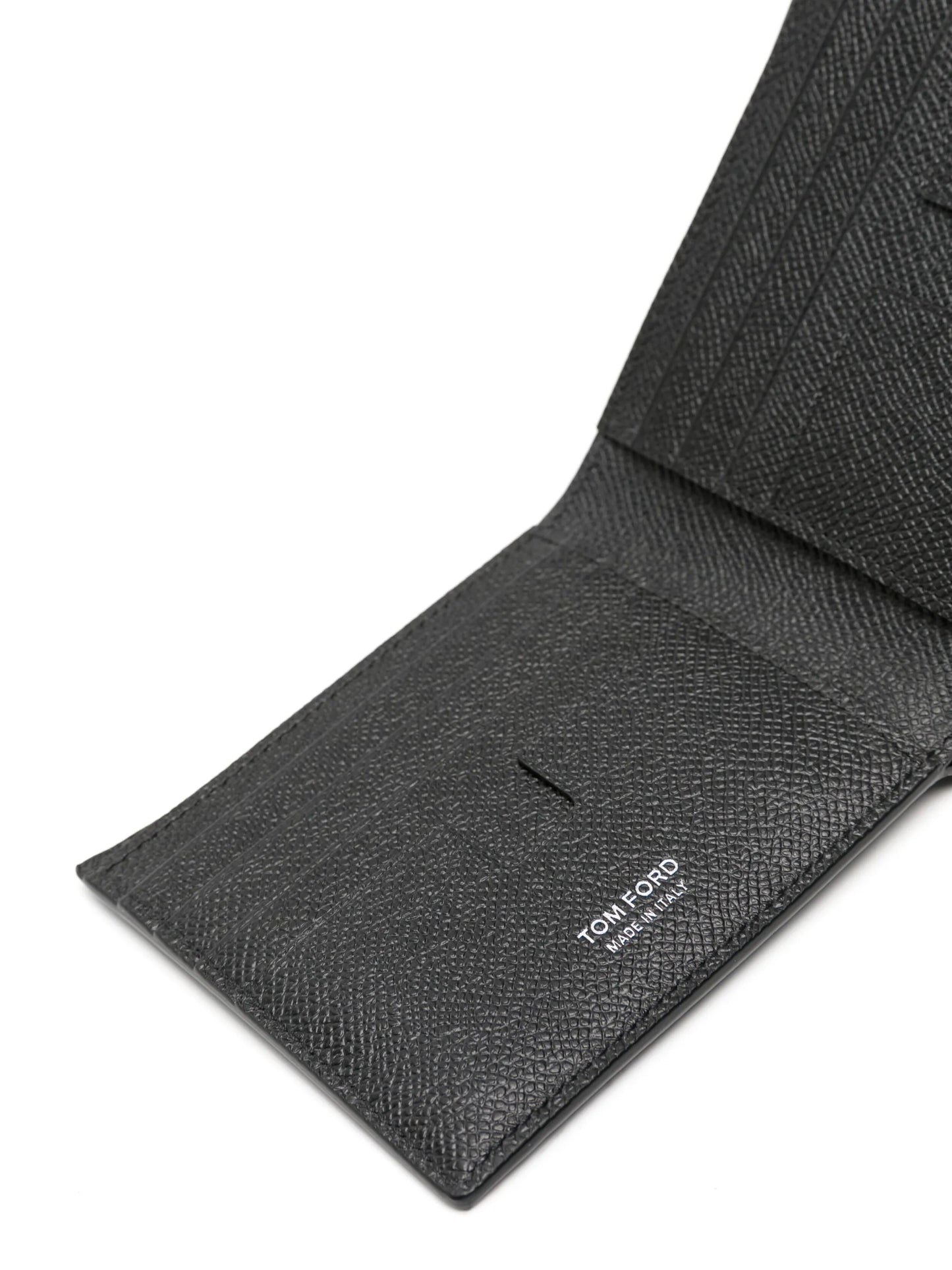 logo-plaque grained leather wallet