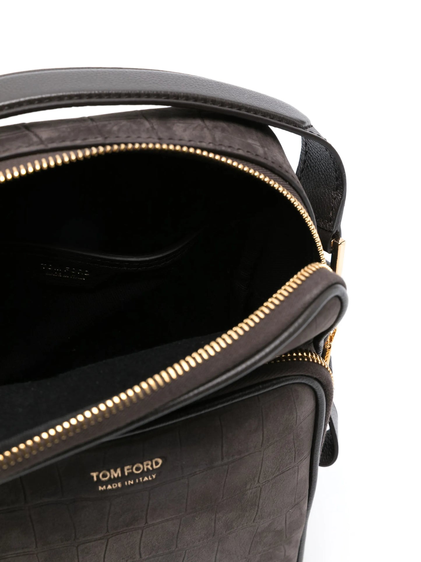 embossed-crocodile nubuck crossbody bag