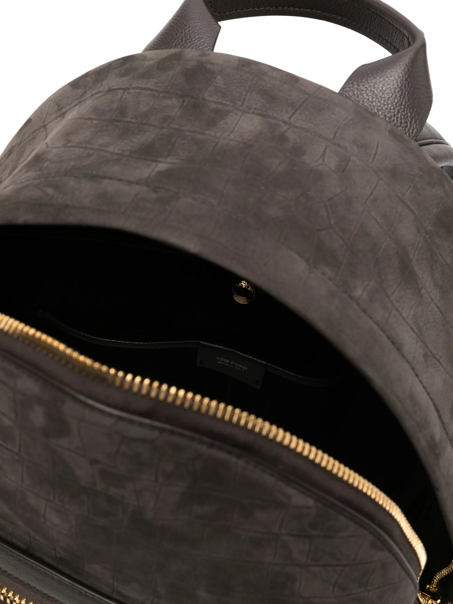 crocodile-embossed leather backpack