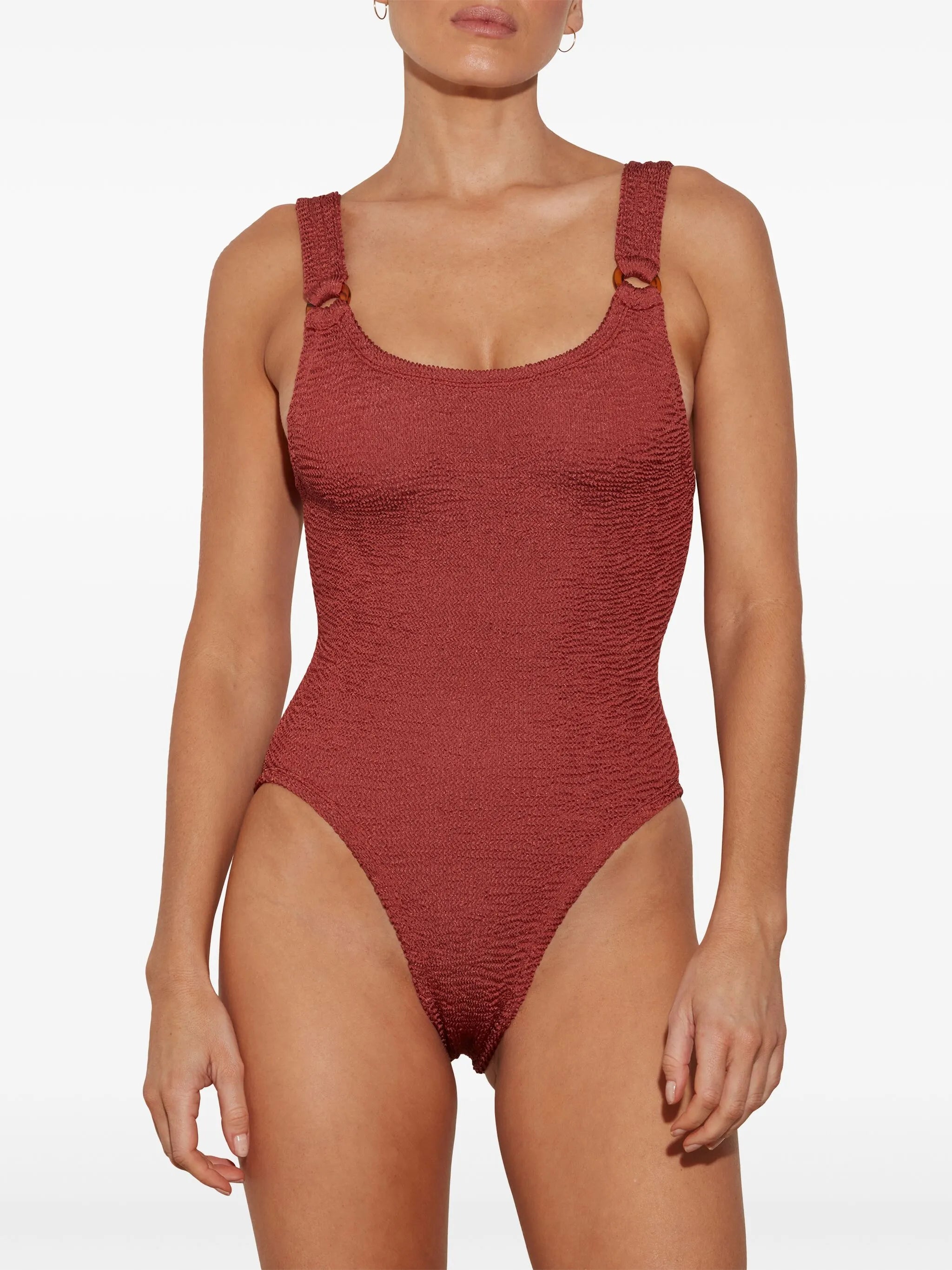 Domino crinkled-effect swimsuit