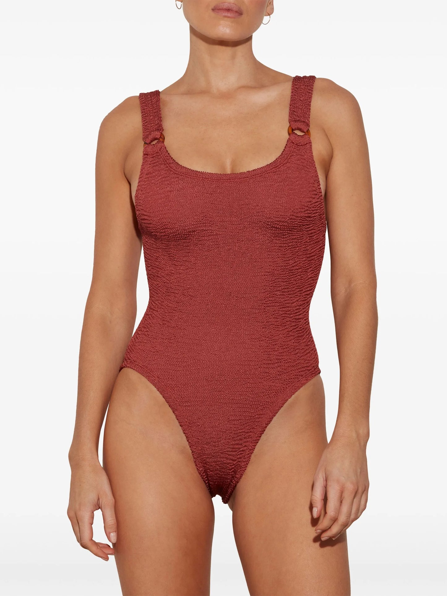 Domino crinkled-effect swimsuit