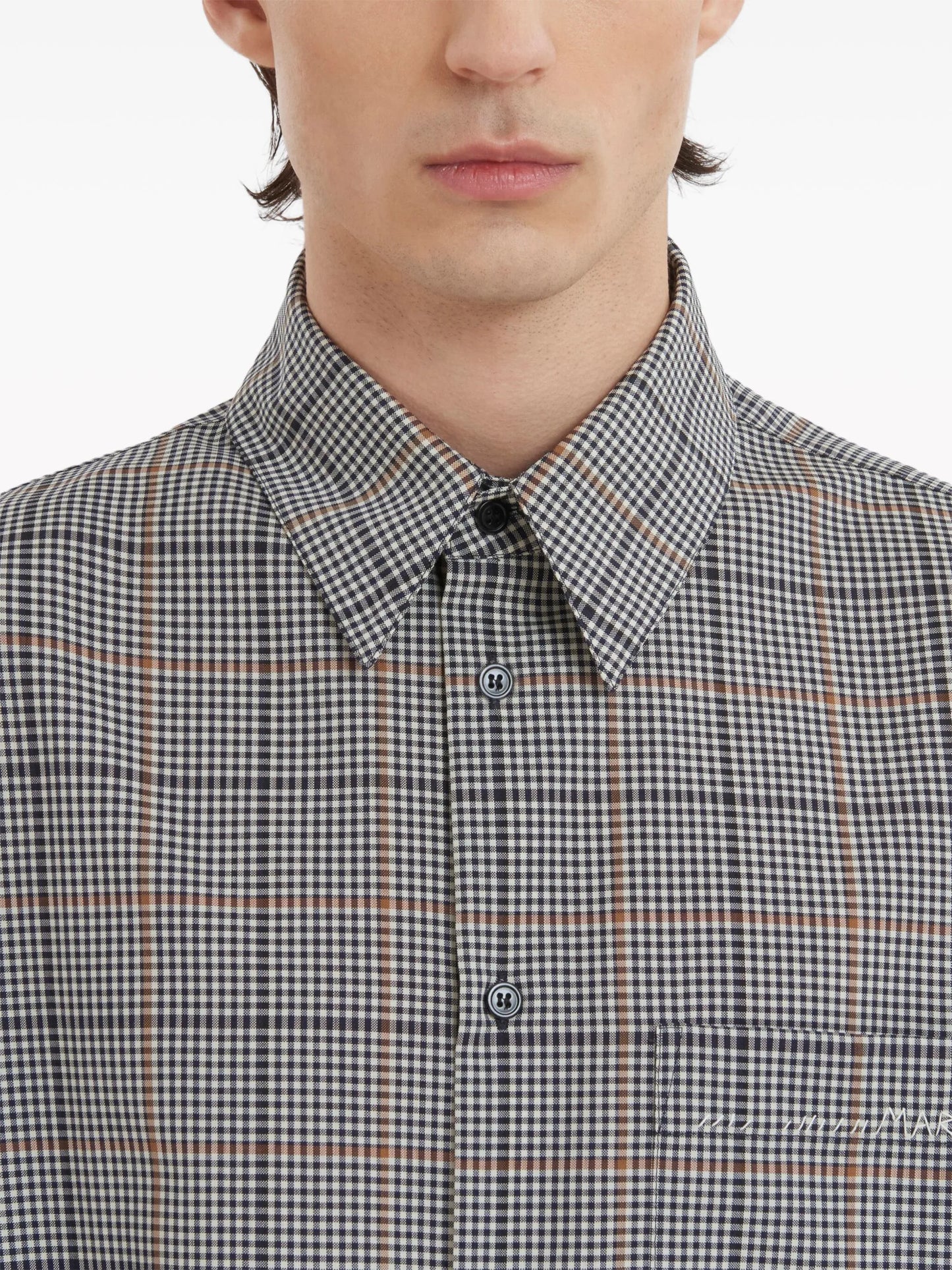 checked wool-blend shirt