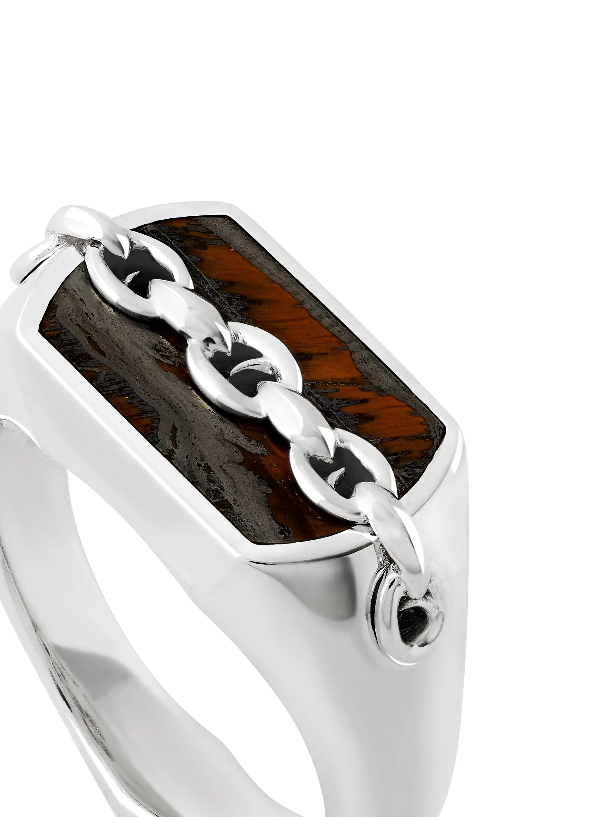 Inline tiger eye pinky ring