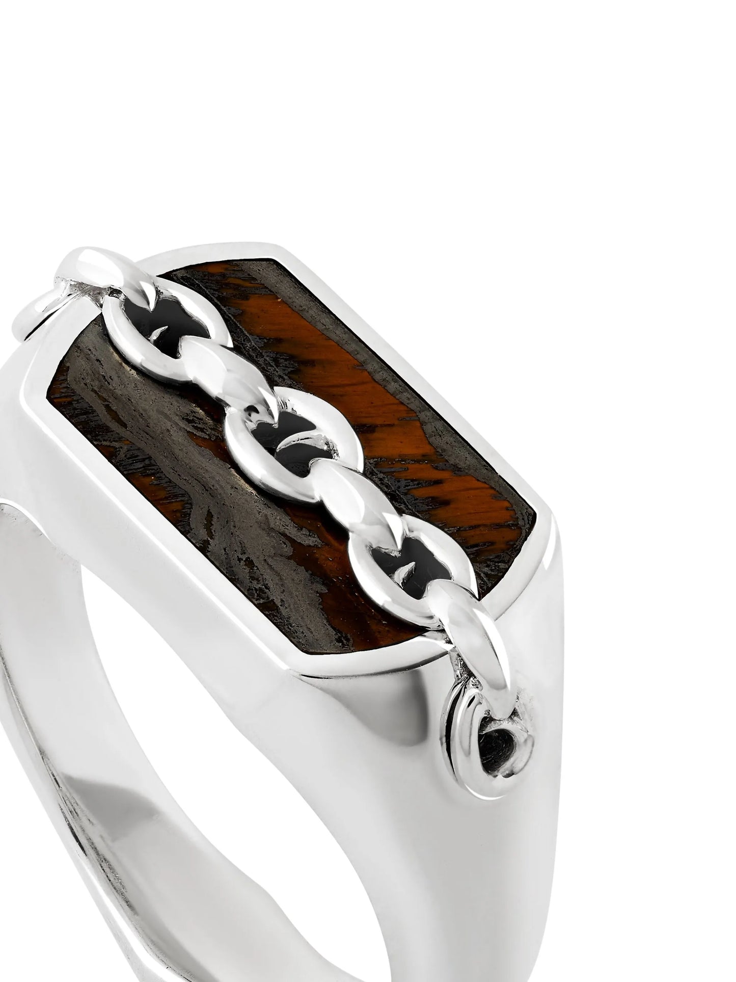 Inline tiger eye pinky ring